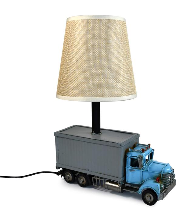 Auto Petit USB LED Lamp Container Truck Home Decor 21x27cm - Blue