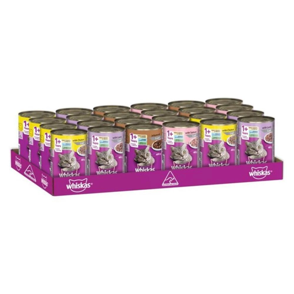 1 Whiskas Adult 1+ Wet Cat Food Rural Mixed Pack 400g X 24, 1 of 1