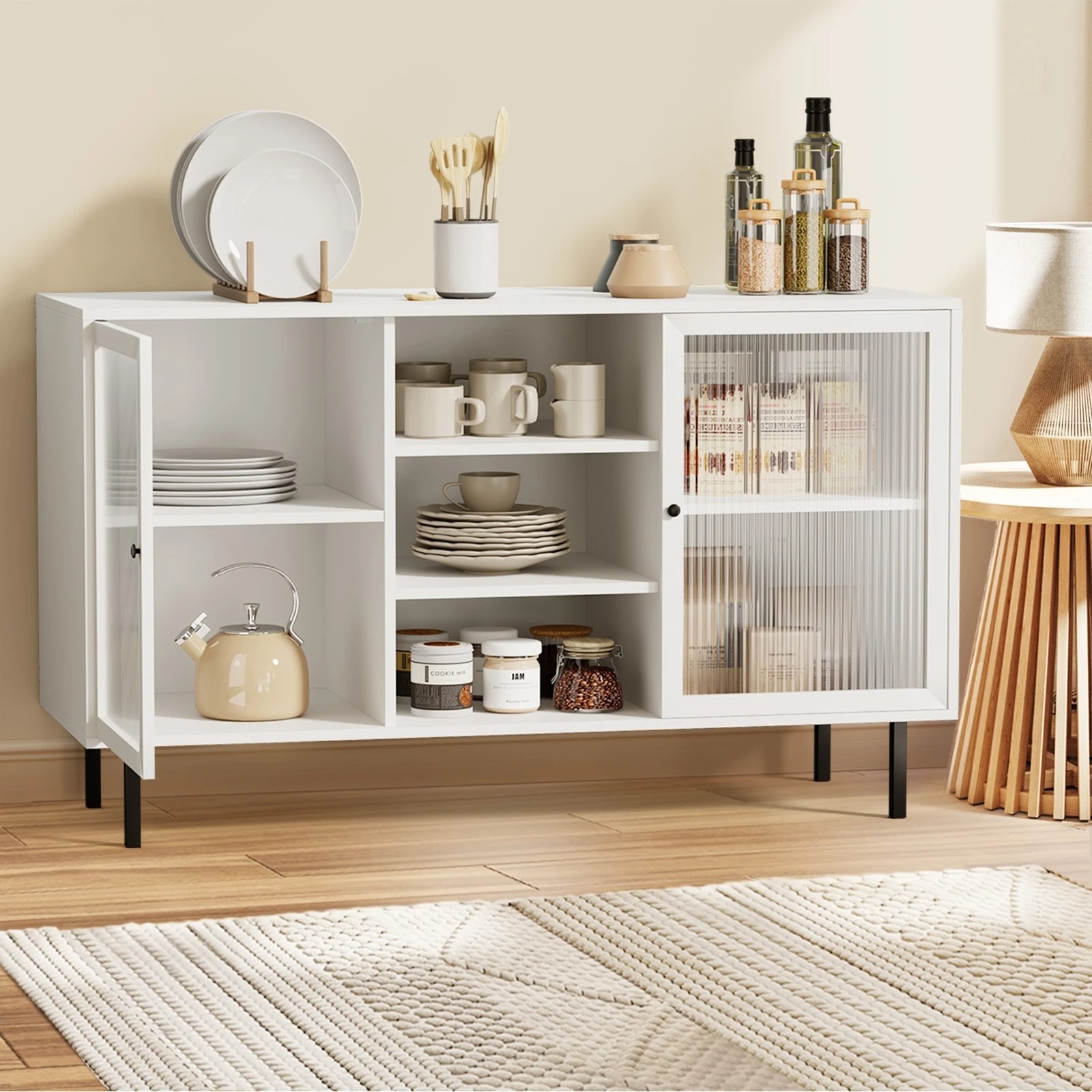 3 Oikiture Sideboard Buffet Glass Door
 - White, 3 of 10