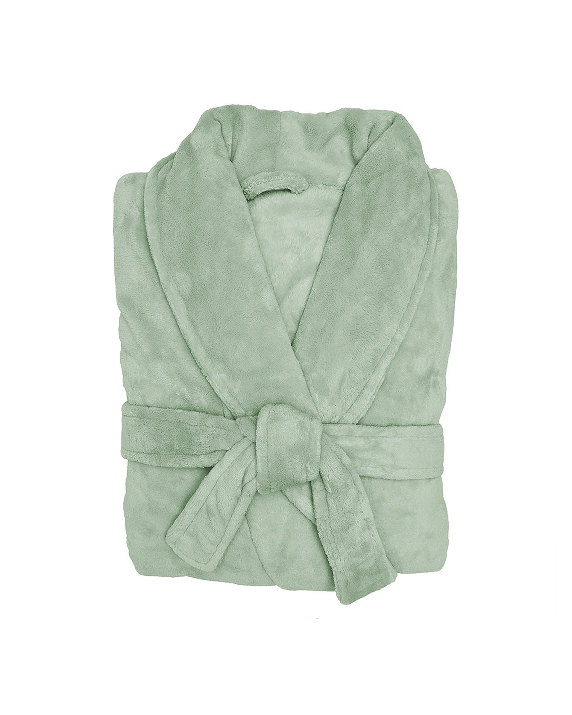 1 Bambury Soft Microplush Coral Fleece Bathrobe Dressing Gown Size Large/Extra Large Sage - Green, 1 of 5