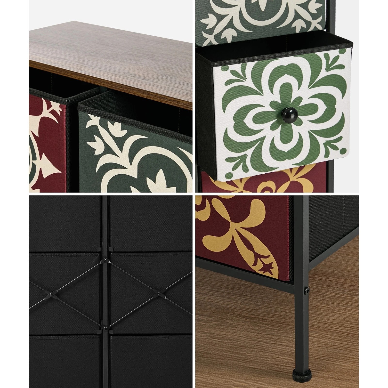 5 Oikiture 6 Chest Of Drawers Retro Tallboy Dresser Multi-Storage Foldable Fabric - Multi, 5 of 6