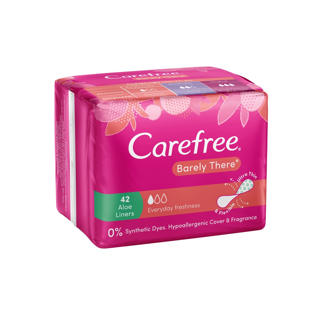 1 Carefree 42 Pack Barely There Aloe Panty Liners, 1 of 6