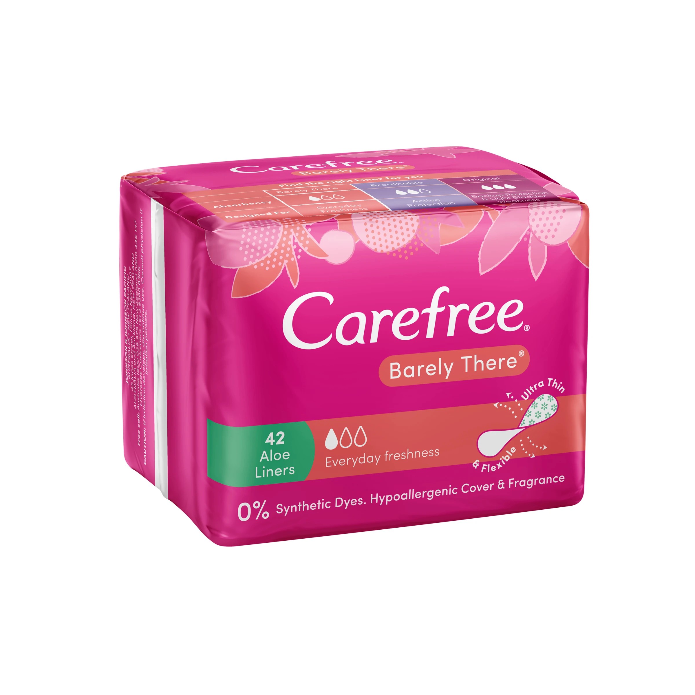 1 Carefree 42 Pack Barely There Aloe Panty Liners, 1 of 6