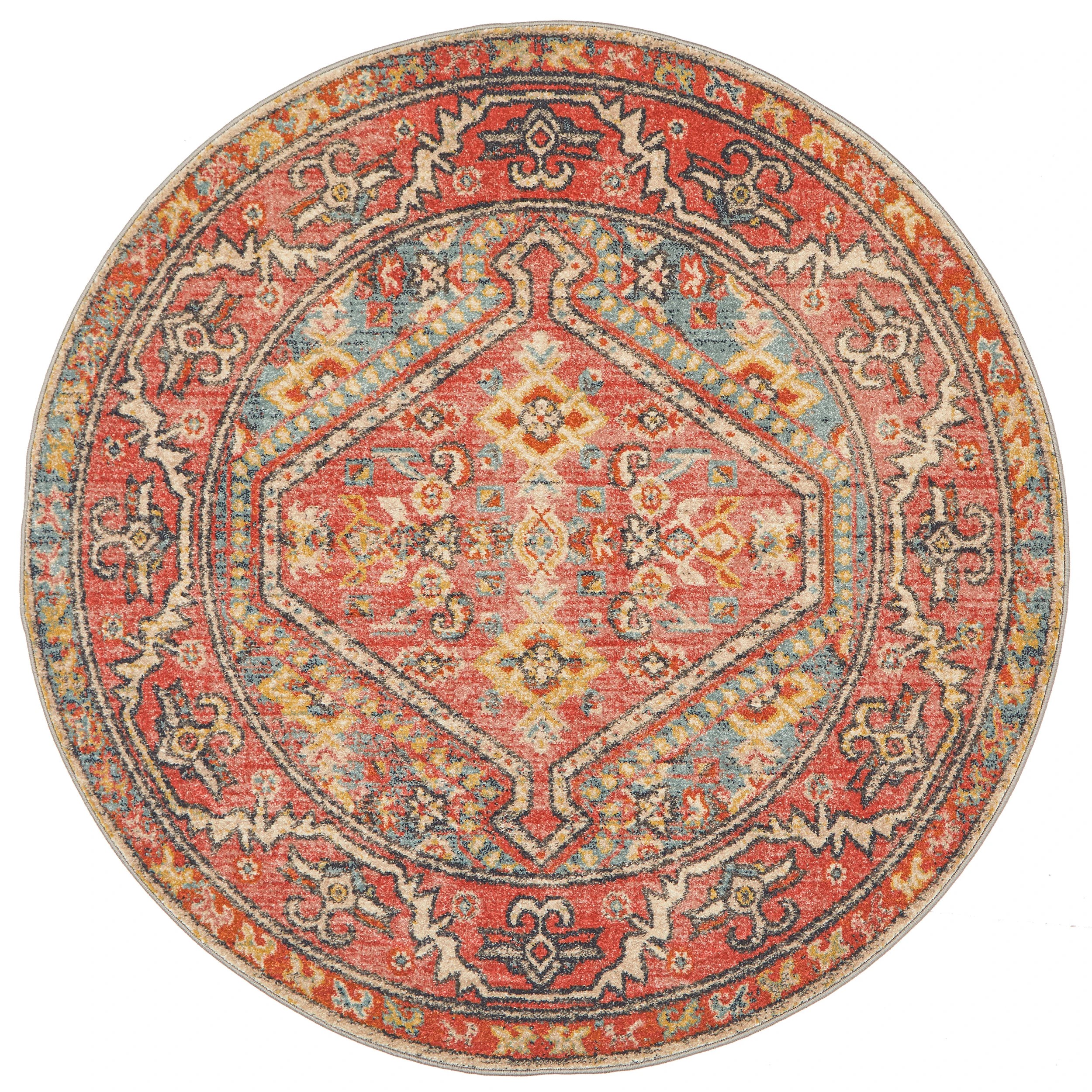 2 Common Ground Rugs Eterna 856 200x200cm - Medium Round Rug - Red, 2 of 8