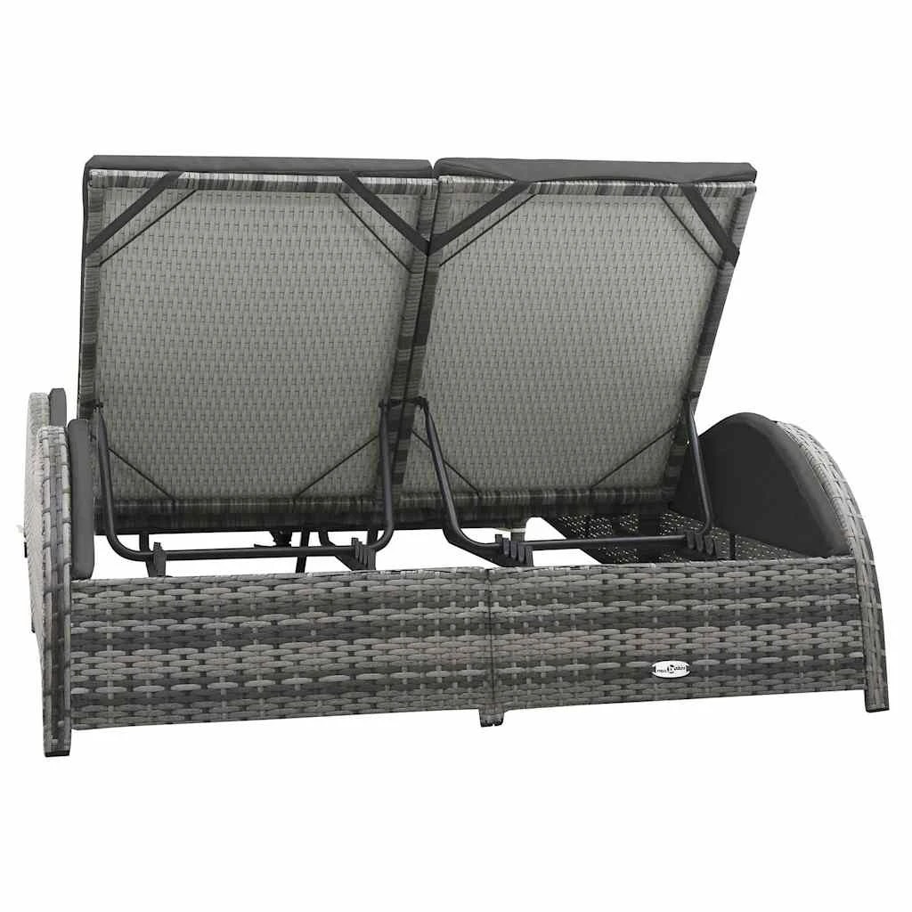 3 vidaXL sun lounger Adjustable Headrests - Grey, 3 of 5