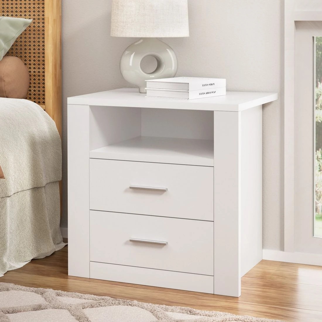 3 Artiss Bedside Table 2 Drawers with Shelf - White, 3 of 10