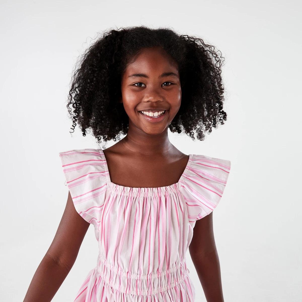 3 Shirred Frill Dress ROSY STRIPE MULTI, 3 of 7