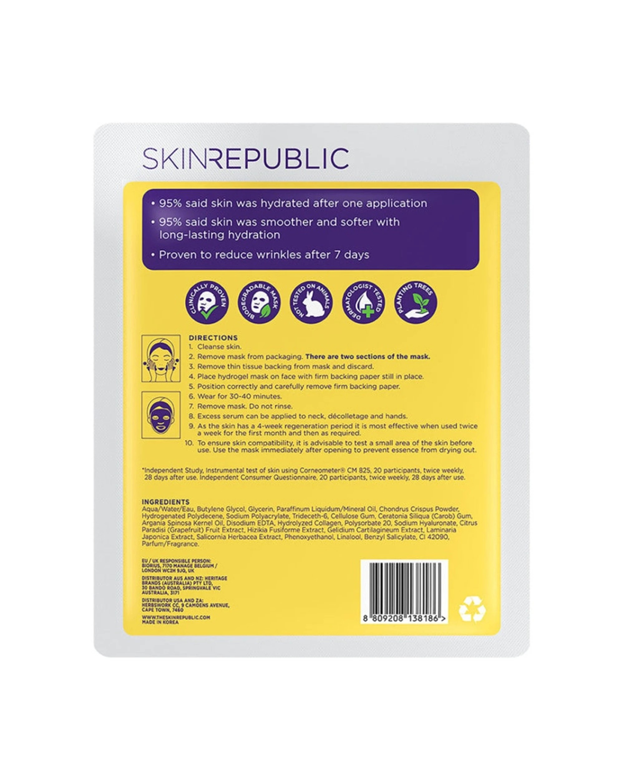 2 Skin Republic Collagen Hydrogel Face Mask - Clear, 2 of 5
