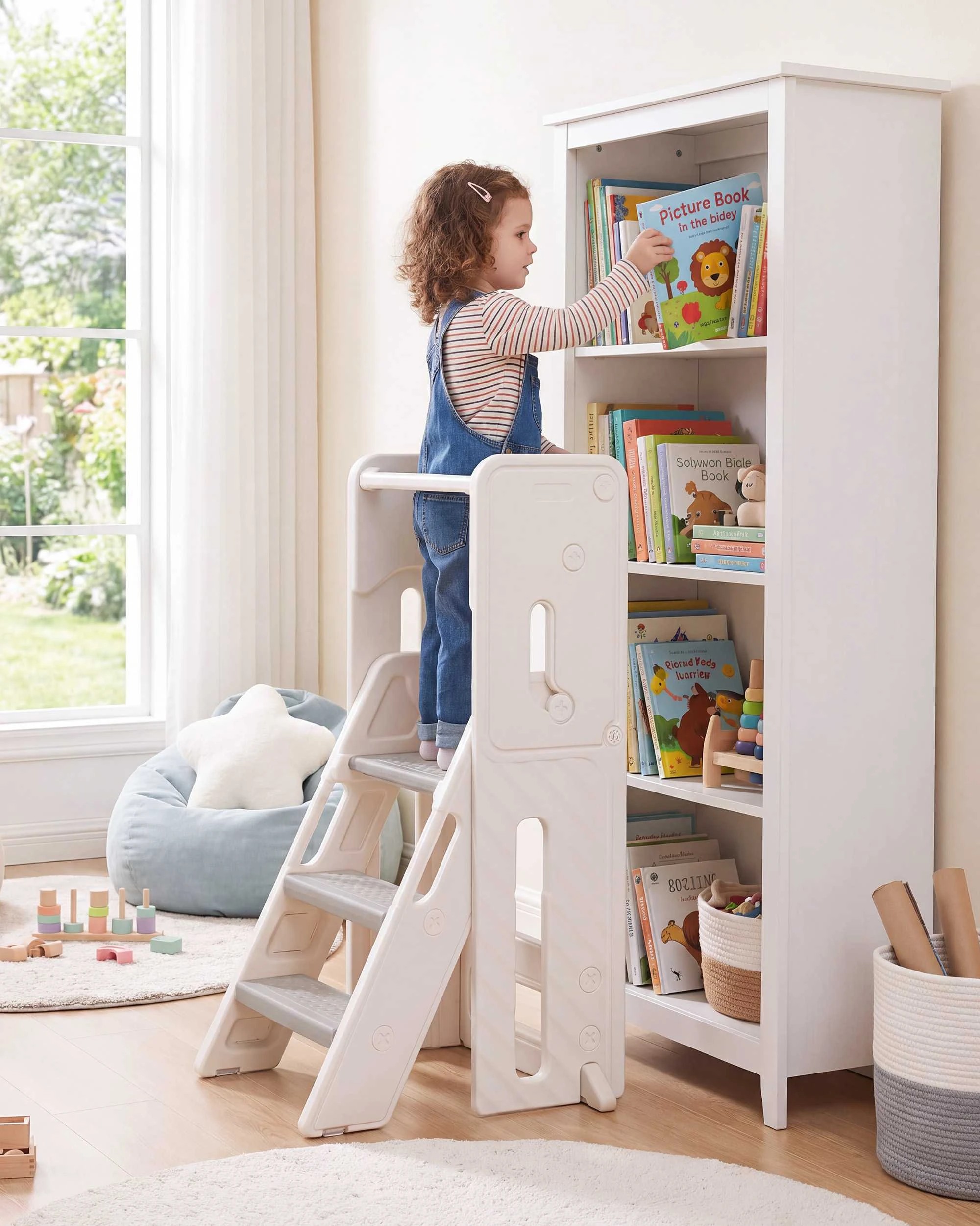2 PlayPals Foldable Toddler Tower Adjustable Height Kitchen Step Stool - Grey, 2 of 10
