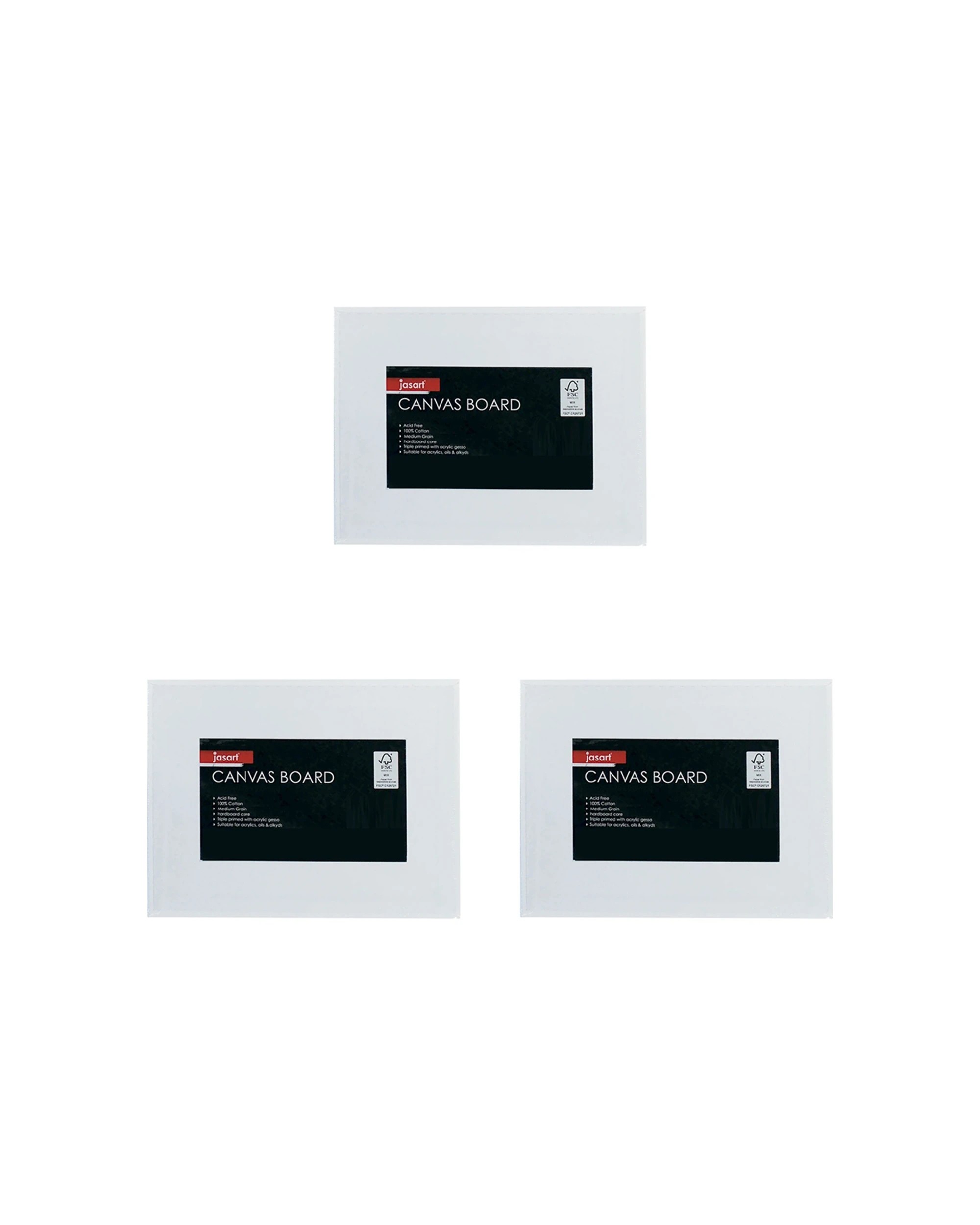 1 Jasart 3PK Studio Cotton Canvas Board Panel 380GSM 11x14 Inches - White, 1 of 2