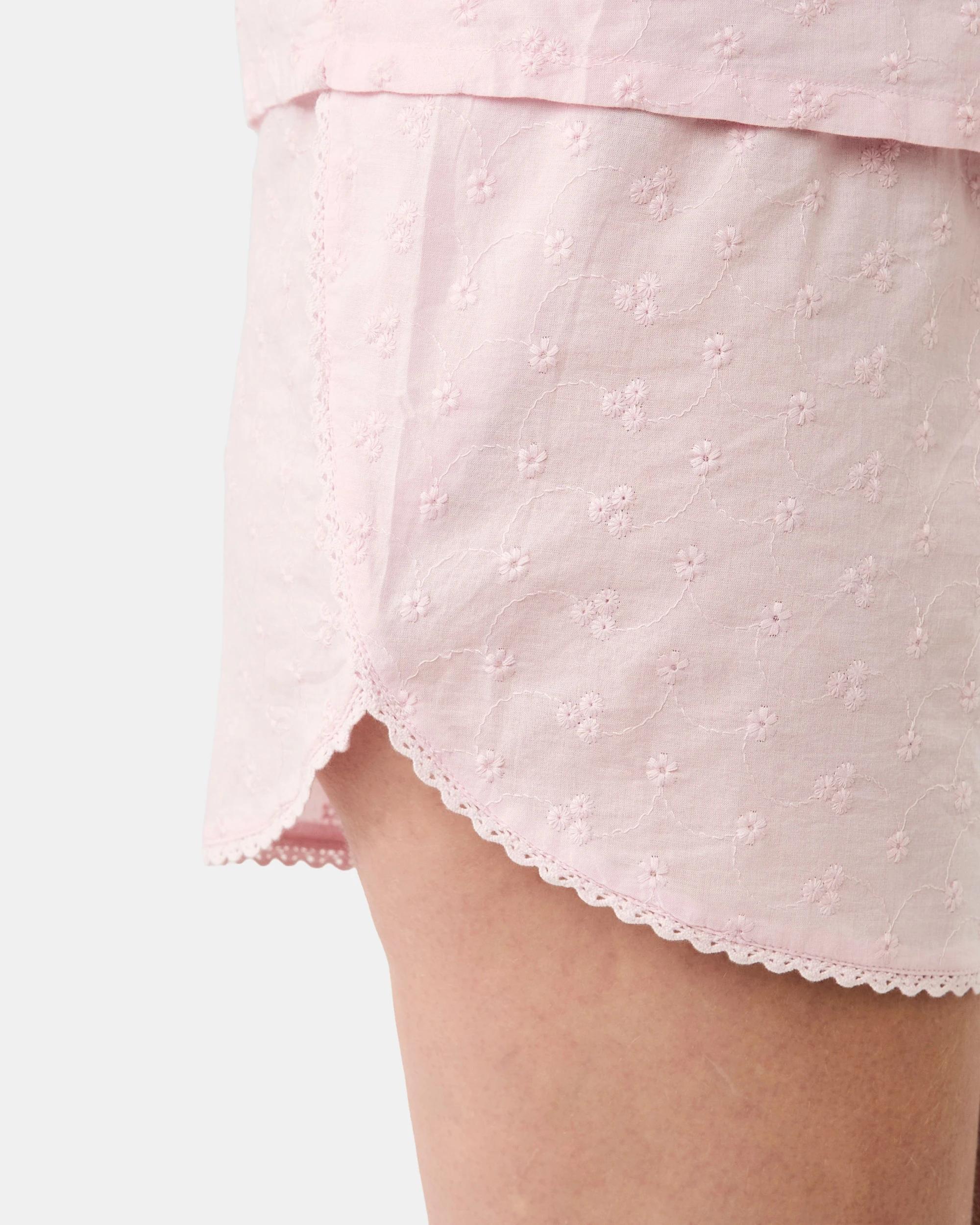 5 Broderie Cotton Sleep Shorts Bllet Pink, 5 of 5