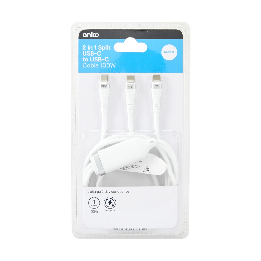 6 2-in-1 Split C2C 100W Cable, 6 of 6