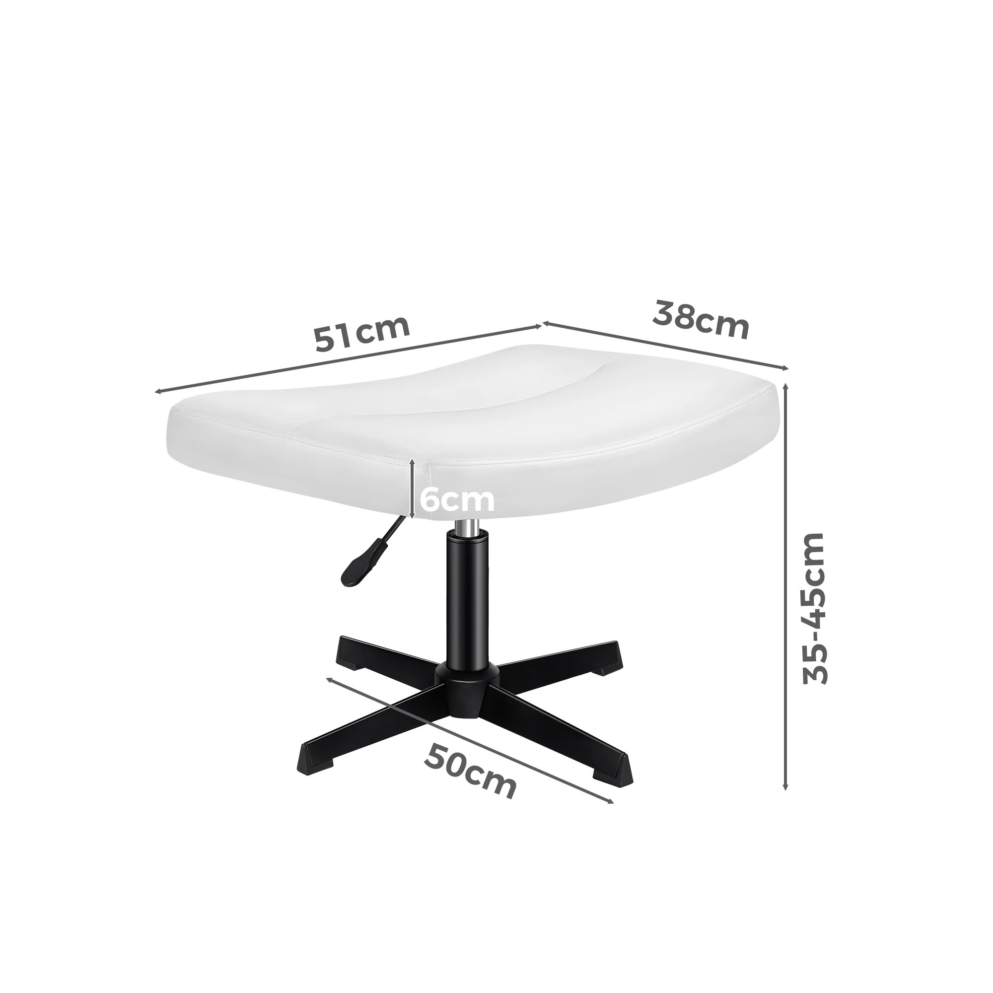 8 Alfordson Office Chair Computer Cross-legged Seat Work Ottoman PU Leather - White, 8 of 10