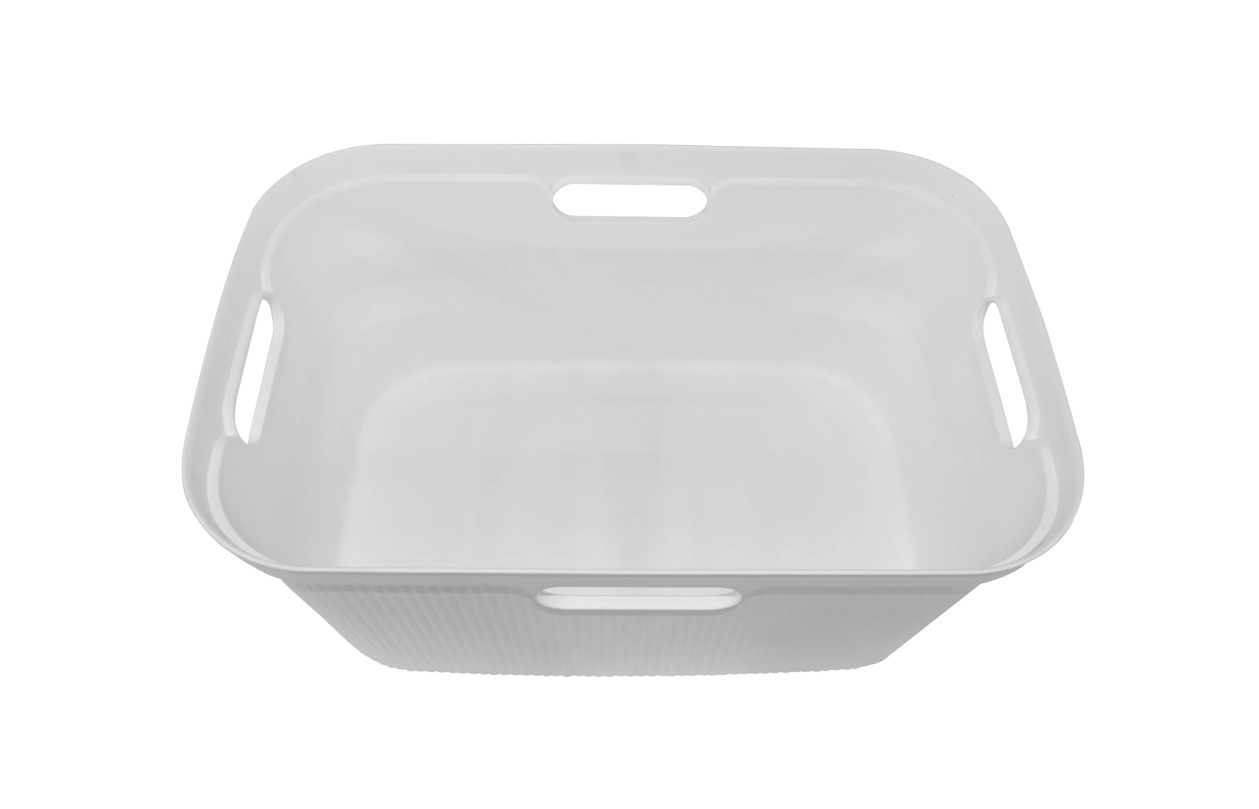 3 Ribbed Laundry Basket - White, 3 of 5