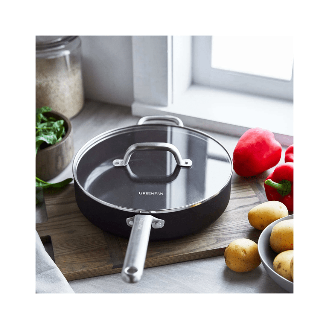 4 Greenpan Omega Series Covered Non Stick Skillet 28cm/4.24l Home Kitchen Cookware
 - Black, 4 of 9