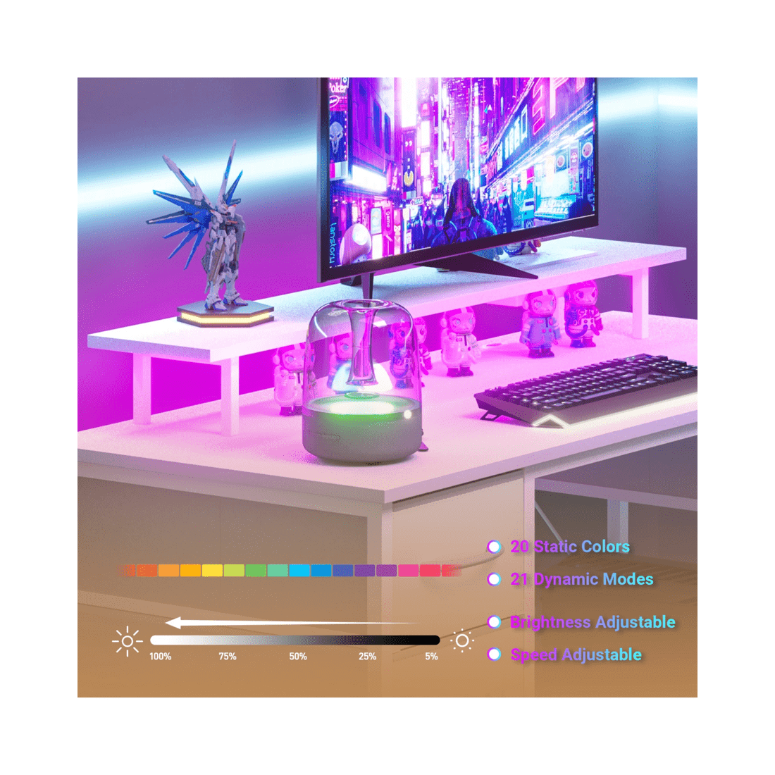 6 Advwin 120cm White Office Computer Desk With Led Lights Power Outlets, 6 of 9