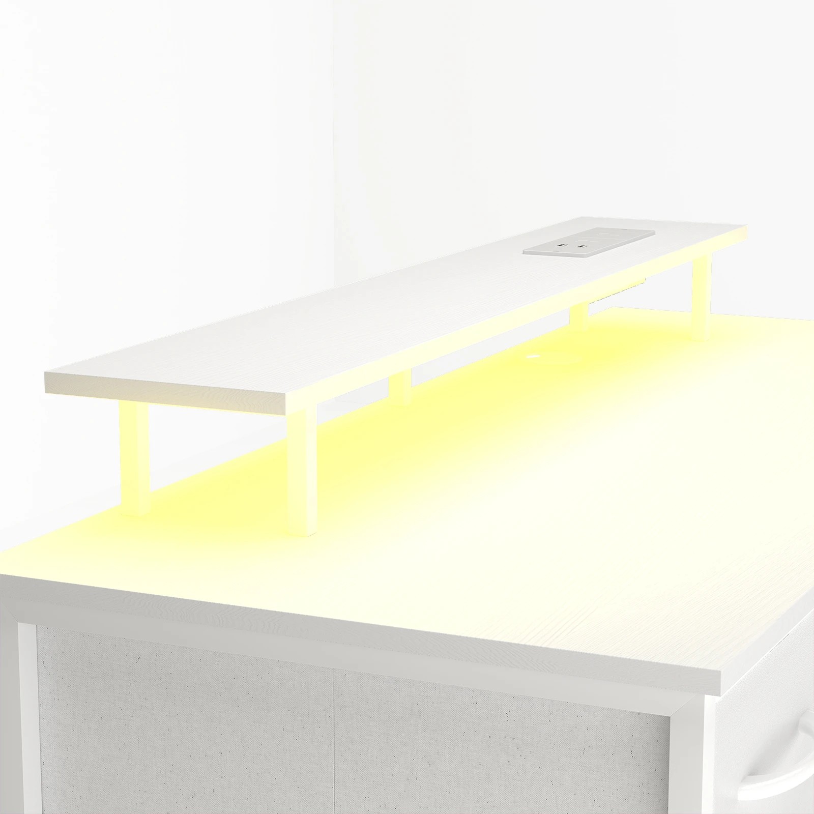 6 Advwin 120cm White Office Computer Desk With Led Lights Power Outlets, 6 of 9