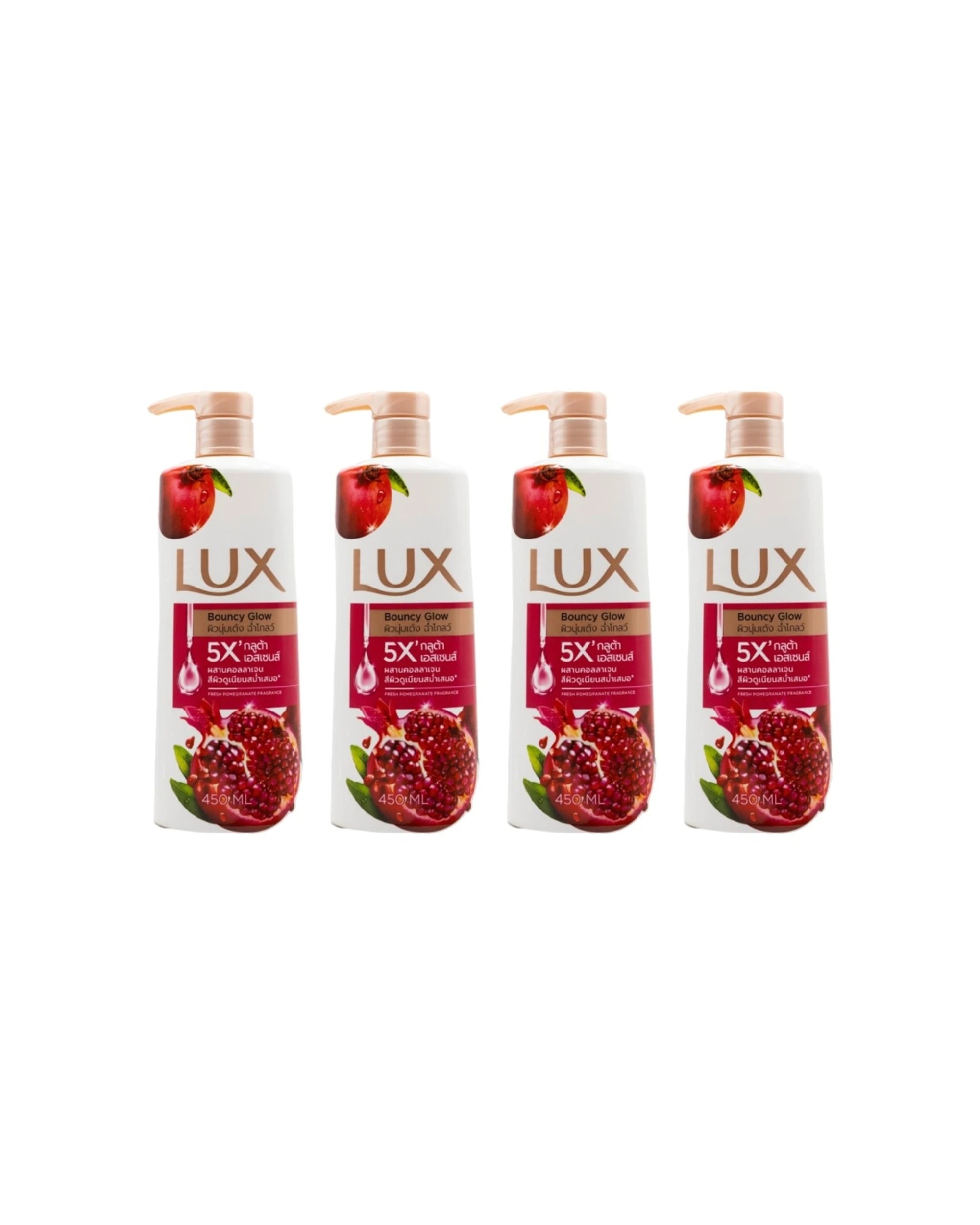 1 Lux 4PK Bouncy Glow Shower Cream Cleansing Wash Fresh Pomegranate Scent 450ml - White, 1 of 4