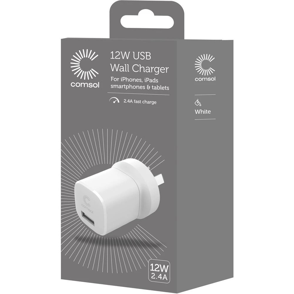 2 Comsol 12W USB-A Wall Charger White, 2 of 3