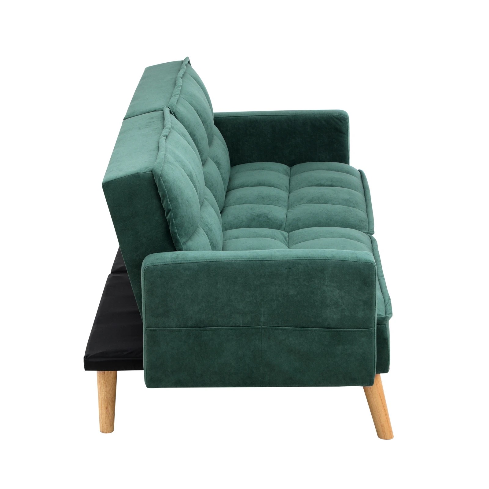 9 Oikiture Sofa Bed Futon Convertible Velvet Lounge Couch 3-seater Recliner
 - Green, 9 of 10