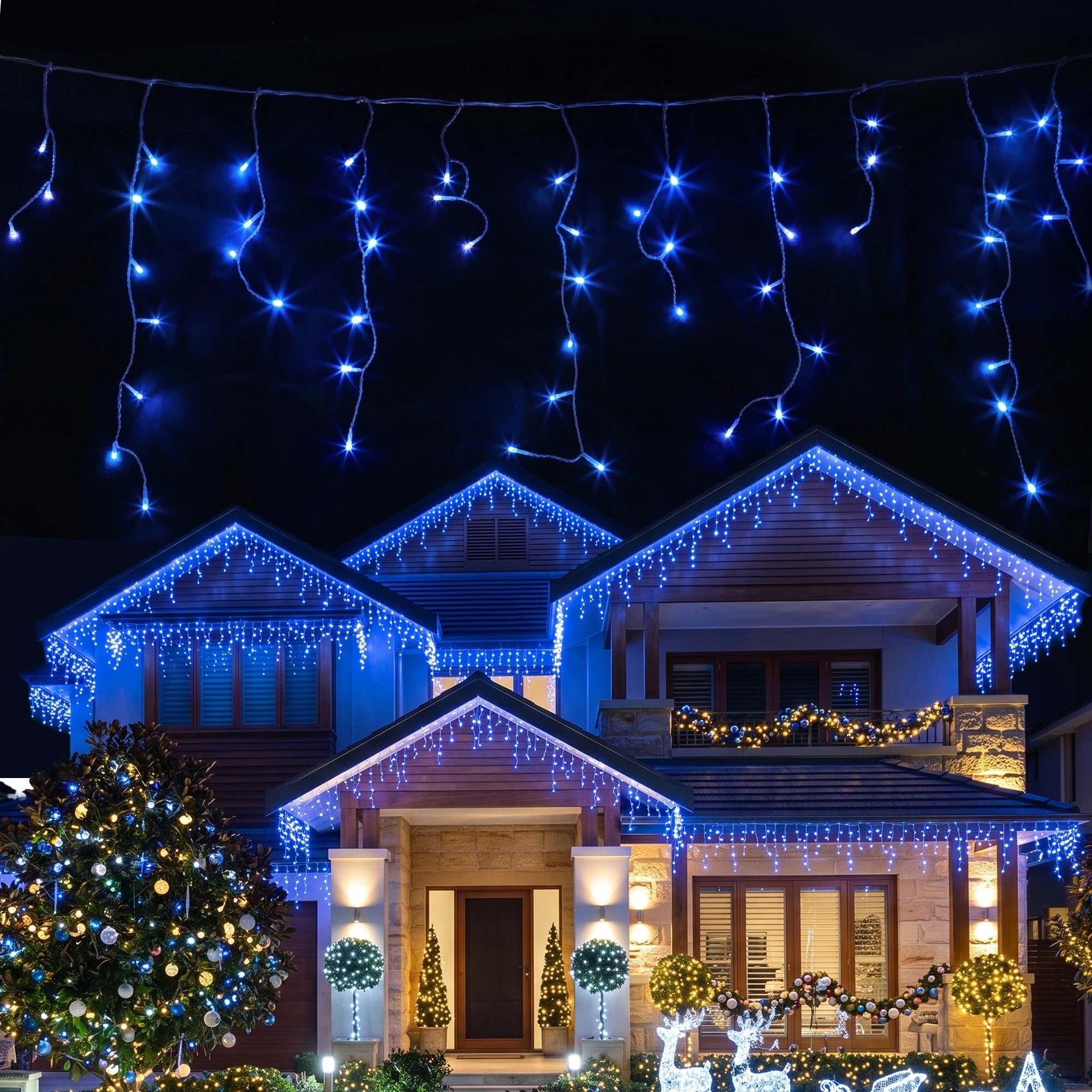 9 Jingle Jollys 32M Christmas Lights Solar Icicle String Lights 960 LED - Blue, 9 of 10