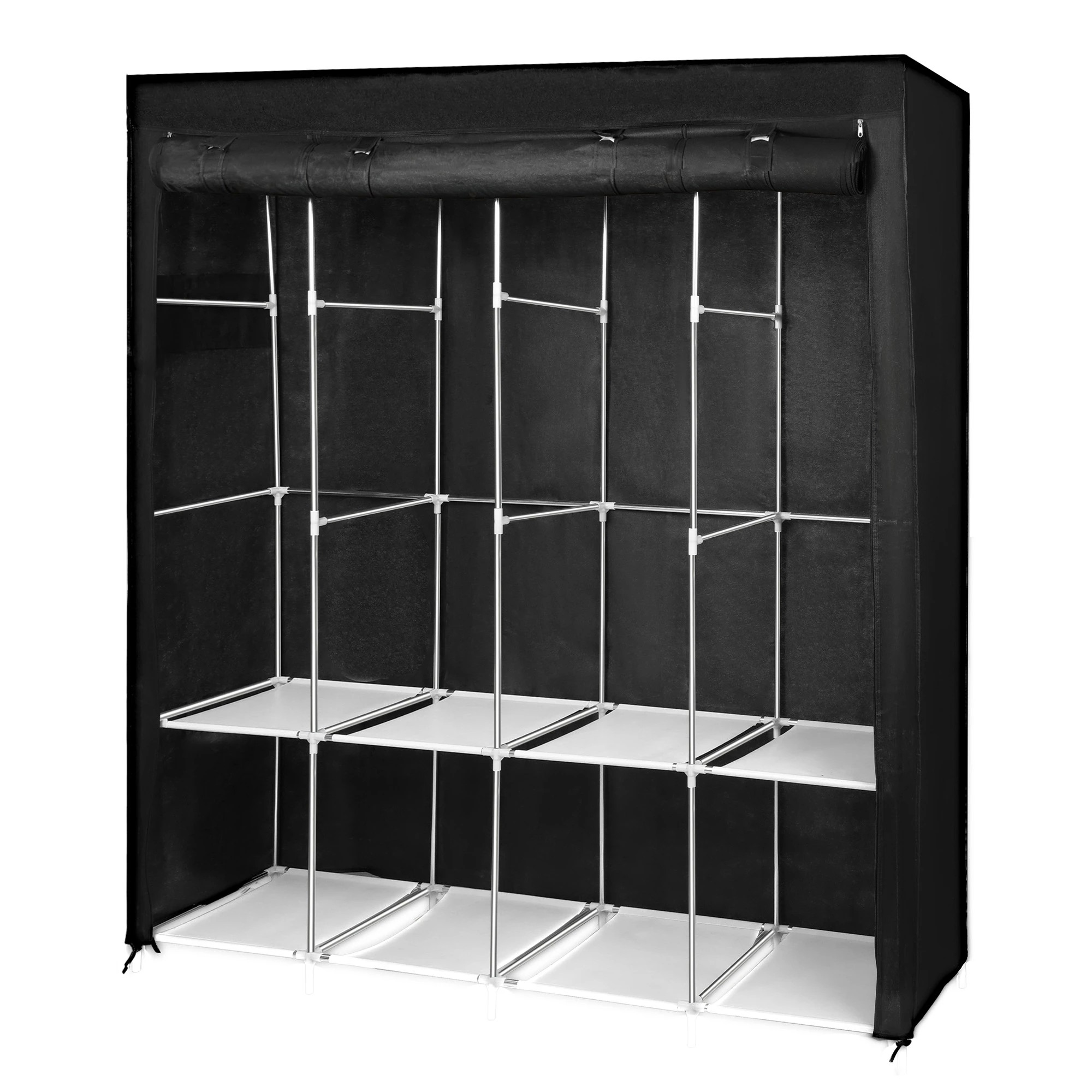 1 Levede Closet Wardrobe Fabric - Black, 1 of 10