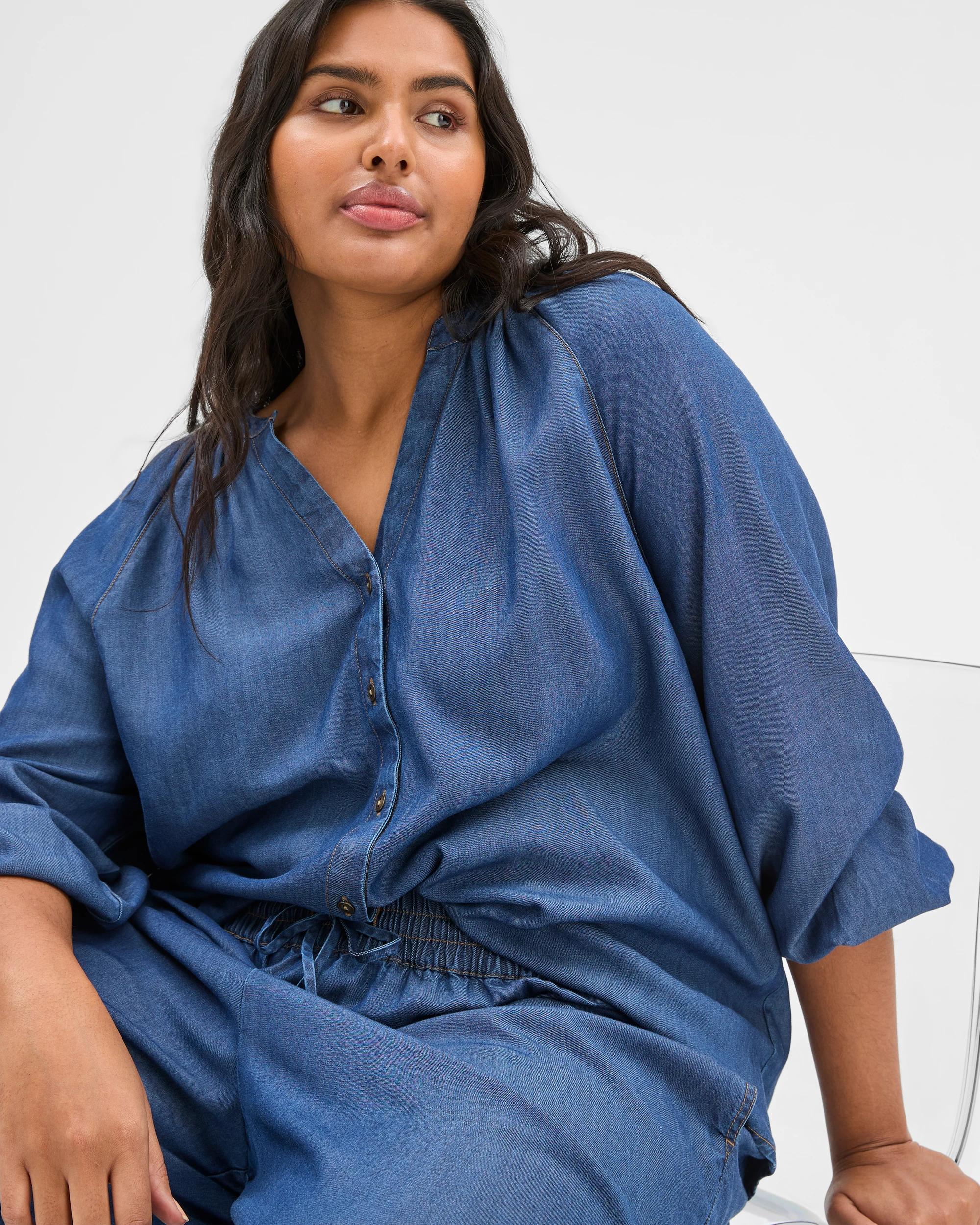 5 Target Plus Size Long Sleeve Shirt MID WASH BLUE, 5 of 5