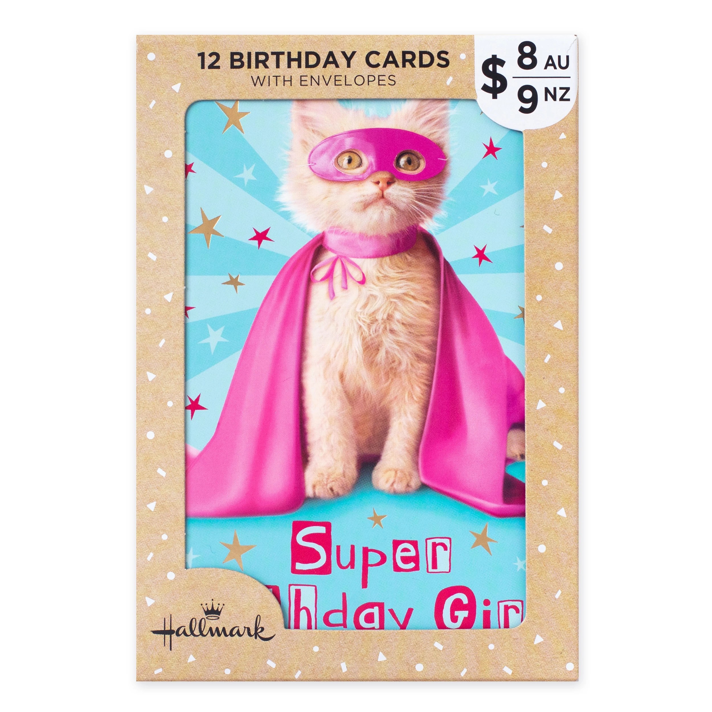 1 12 Pack Hallmark Birthday Cards - Super Cat and Birthday Girl, 1 of 4