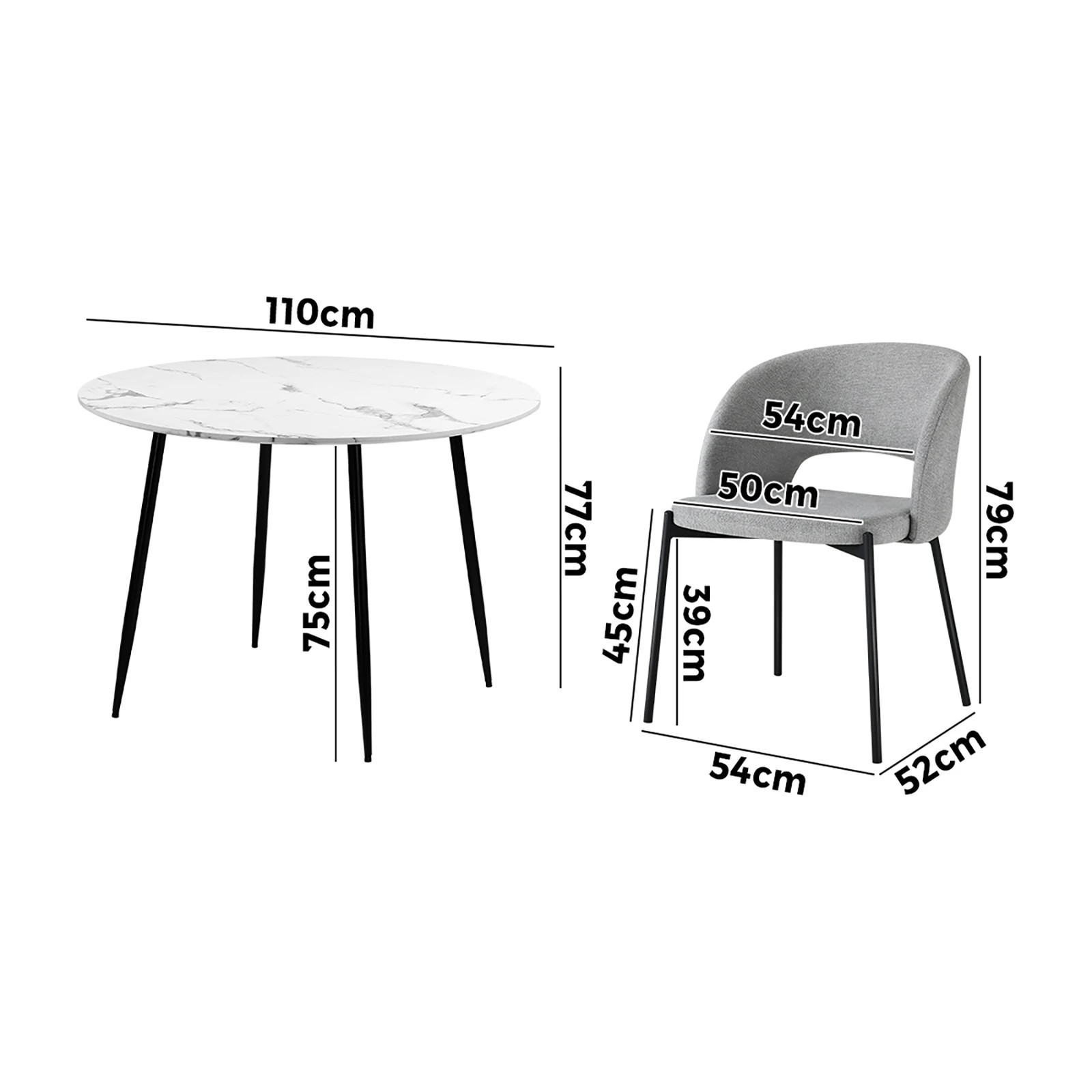 9 Oikiture 110cm Round Dining Table With 4pcs Dining Chairs Fabric
 - Multi, 9 of 10