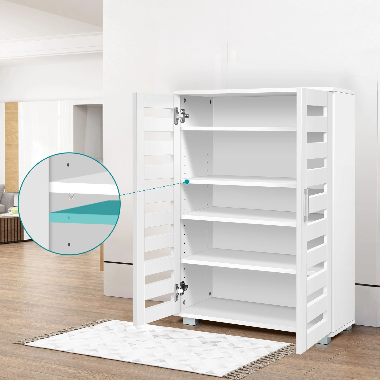 4 Alfordson Shoe Cabinet Organiser Storage Rack Drawer Shelf 21 pairs - White, 4 of 10