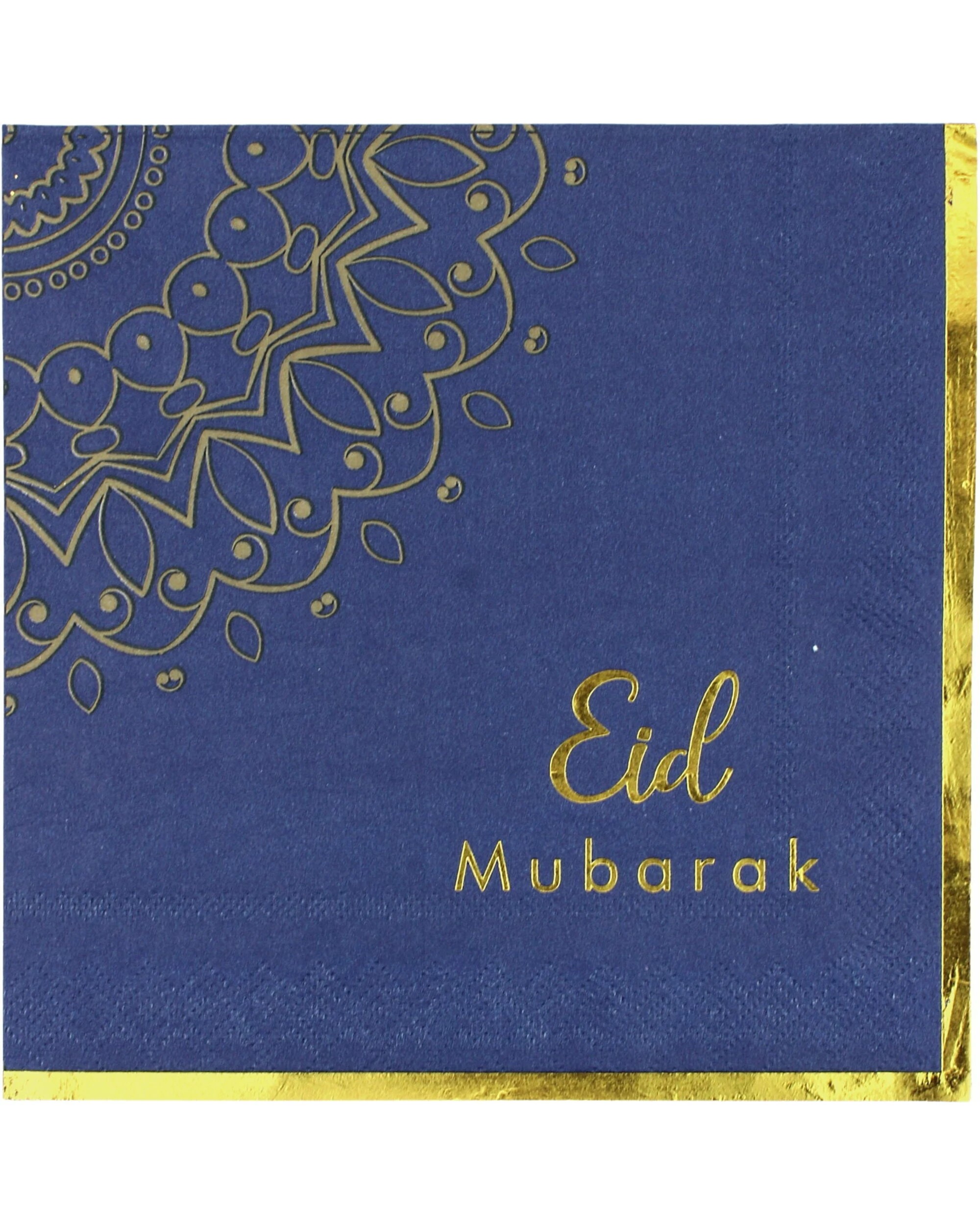 1 Party Maker Eid Mubarak Large Paper Napkins Serviettes Pack of 16 - Blue, 1 of 1