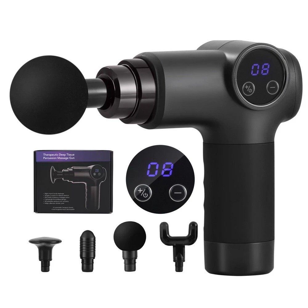 1 Everfit Massage Gun 8 Speed 4 Heads Vibration Muscle Massager Chargeable - Black, 1 of 6