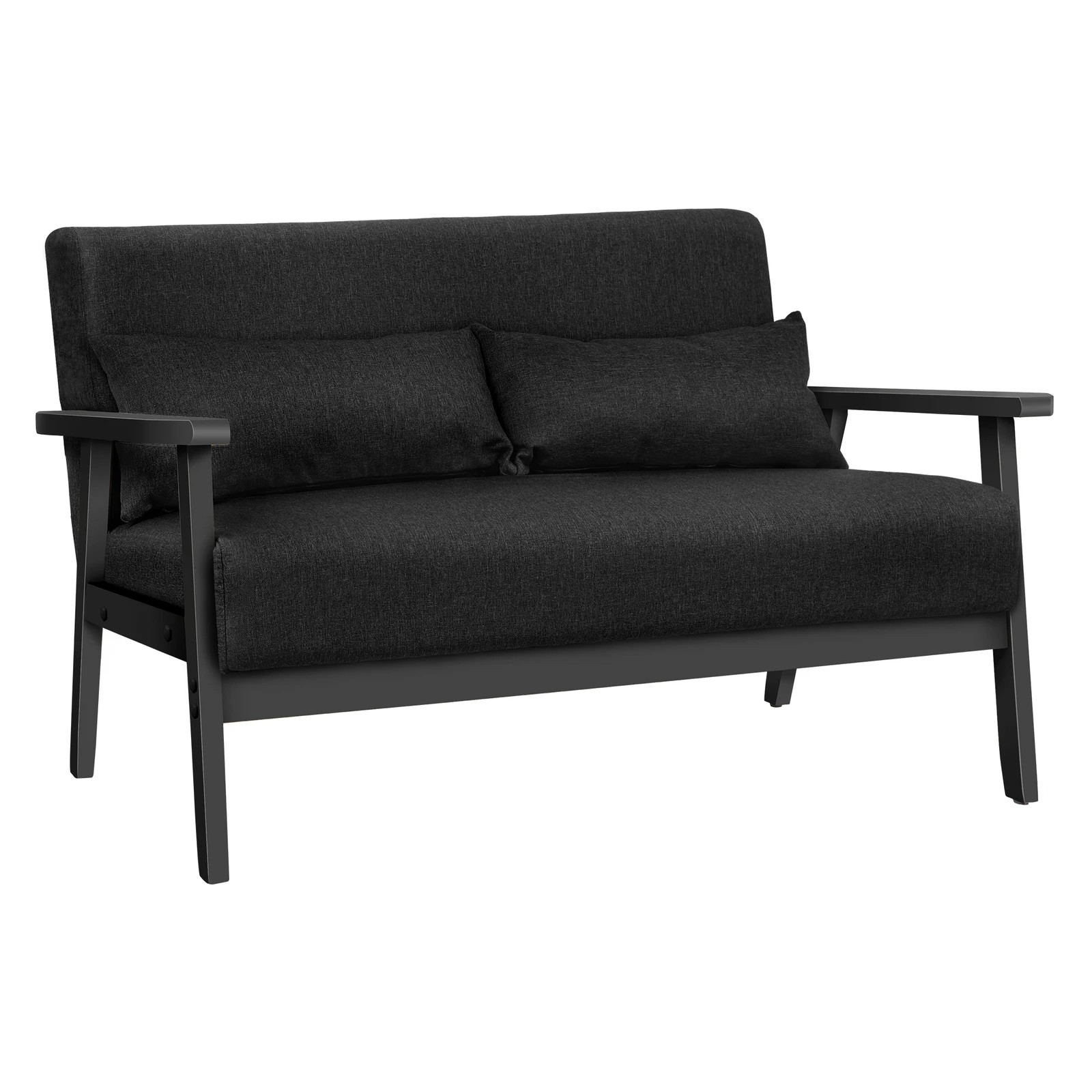 1 Alfordson 2 Seater Sofa Lounge Chair Fabric Armchair Accent Chair Loveseat - Black, 1 of 10