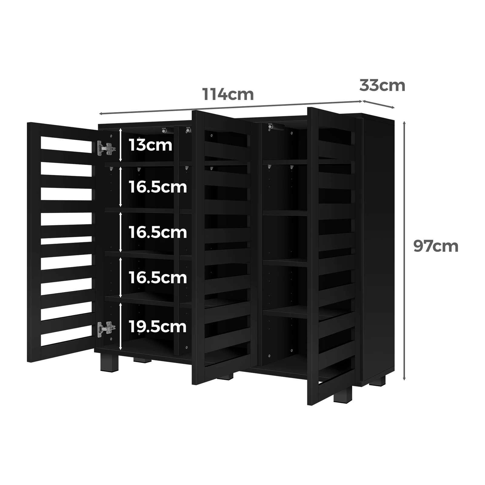 9 Alfordson Shoe Cabinet 30 pairs Storage Rack - Black, 9 of 10