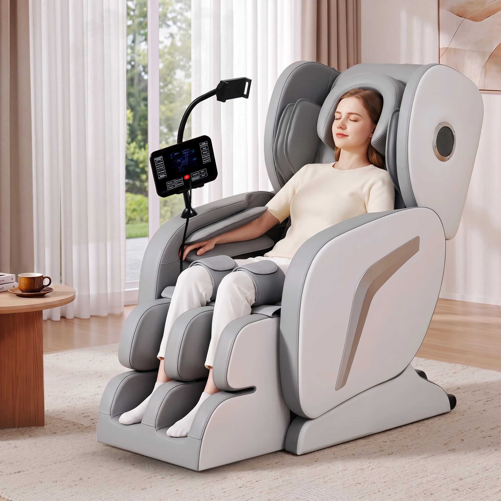 10 Livemor Full Body Massage Chair VEGA, Foot Roller, Waist & Calf Heat, Recliner, Airbags Compression - Grey, 10 of 10