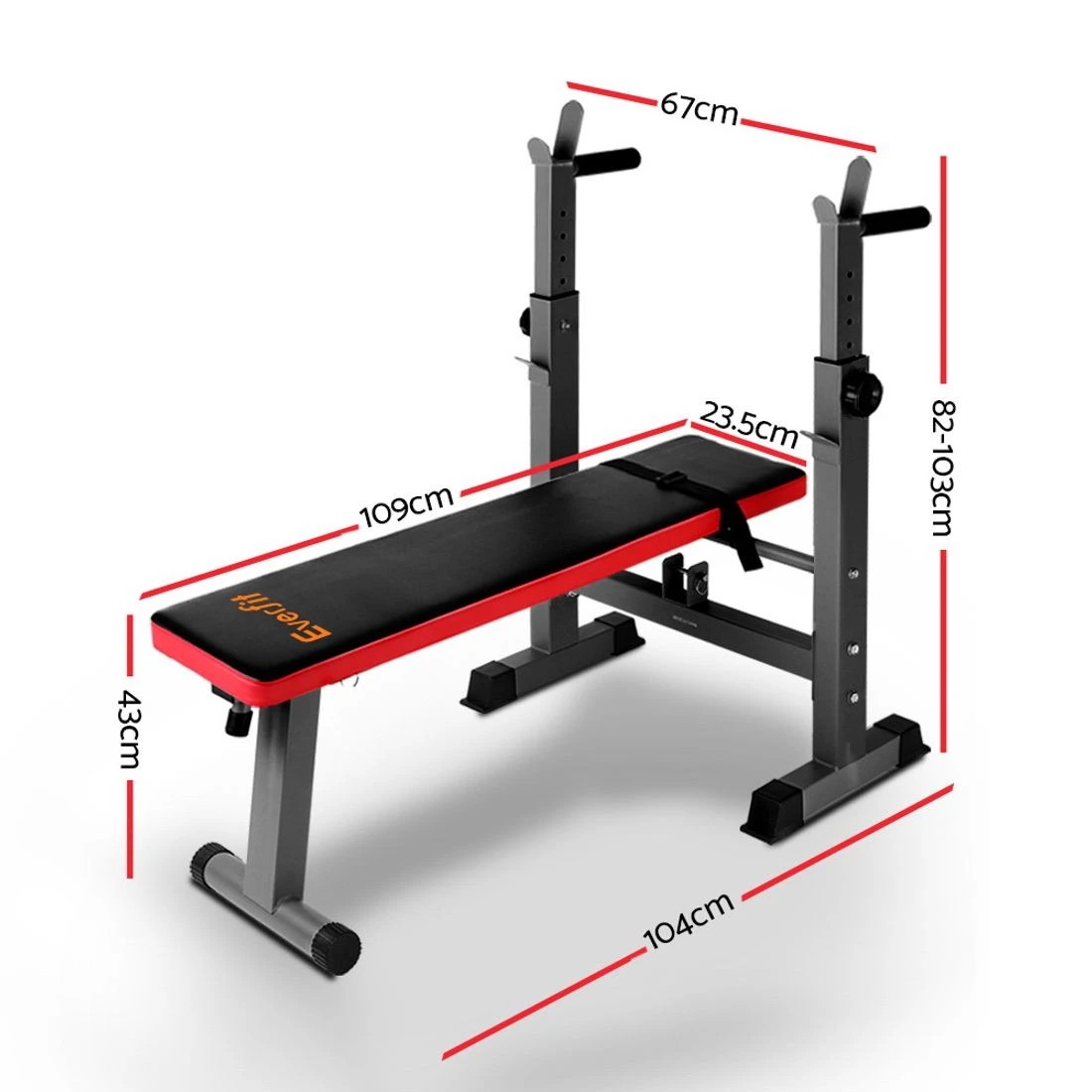 2 Everfit Weight Bench Squat Rack Bench Press Home Gym Equipment 200kg - Dark Grey, 2 of 7