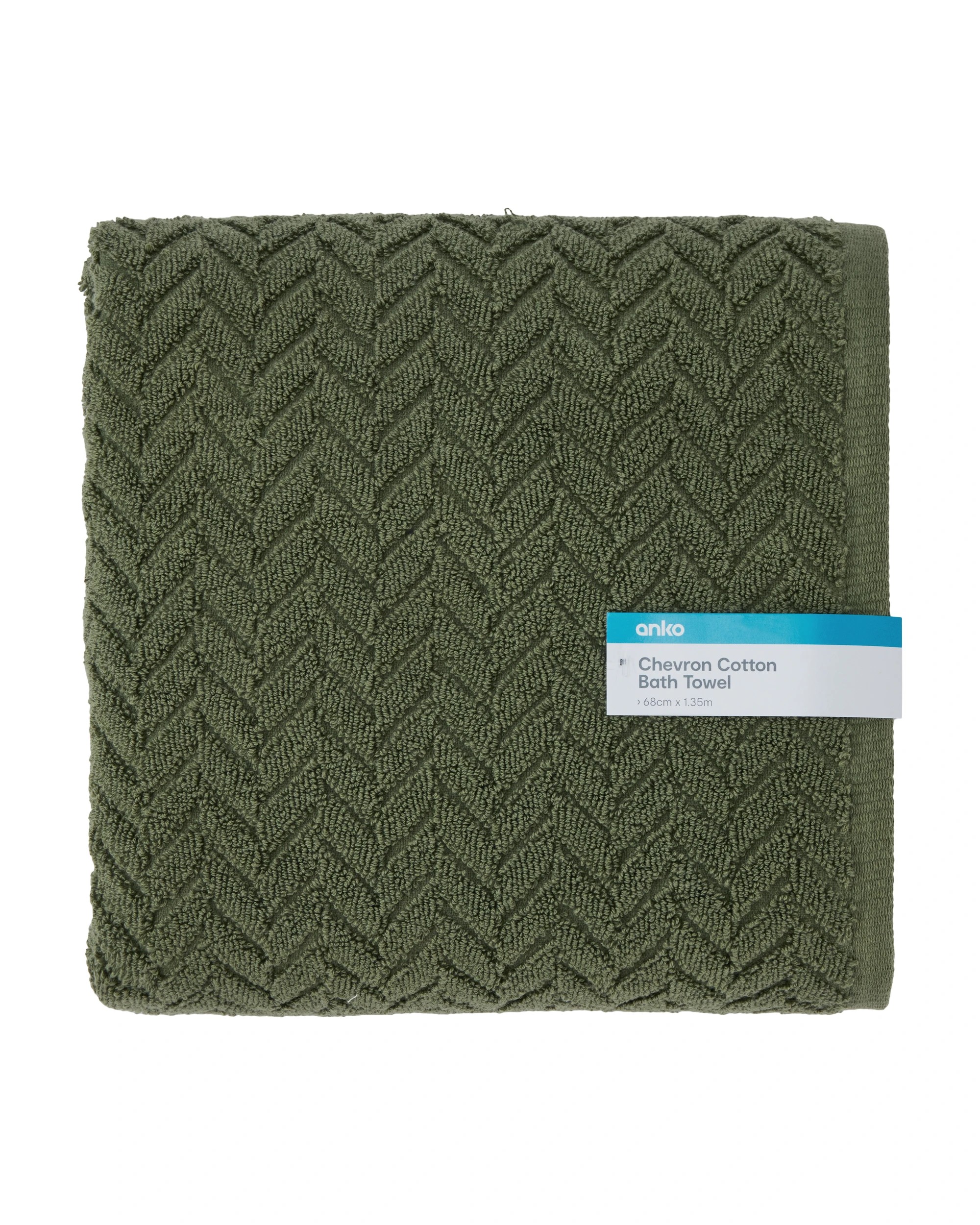 5 Chevron Cotton Bath Towel - Olive, 5 of 6