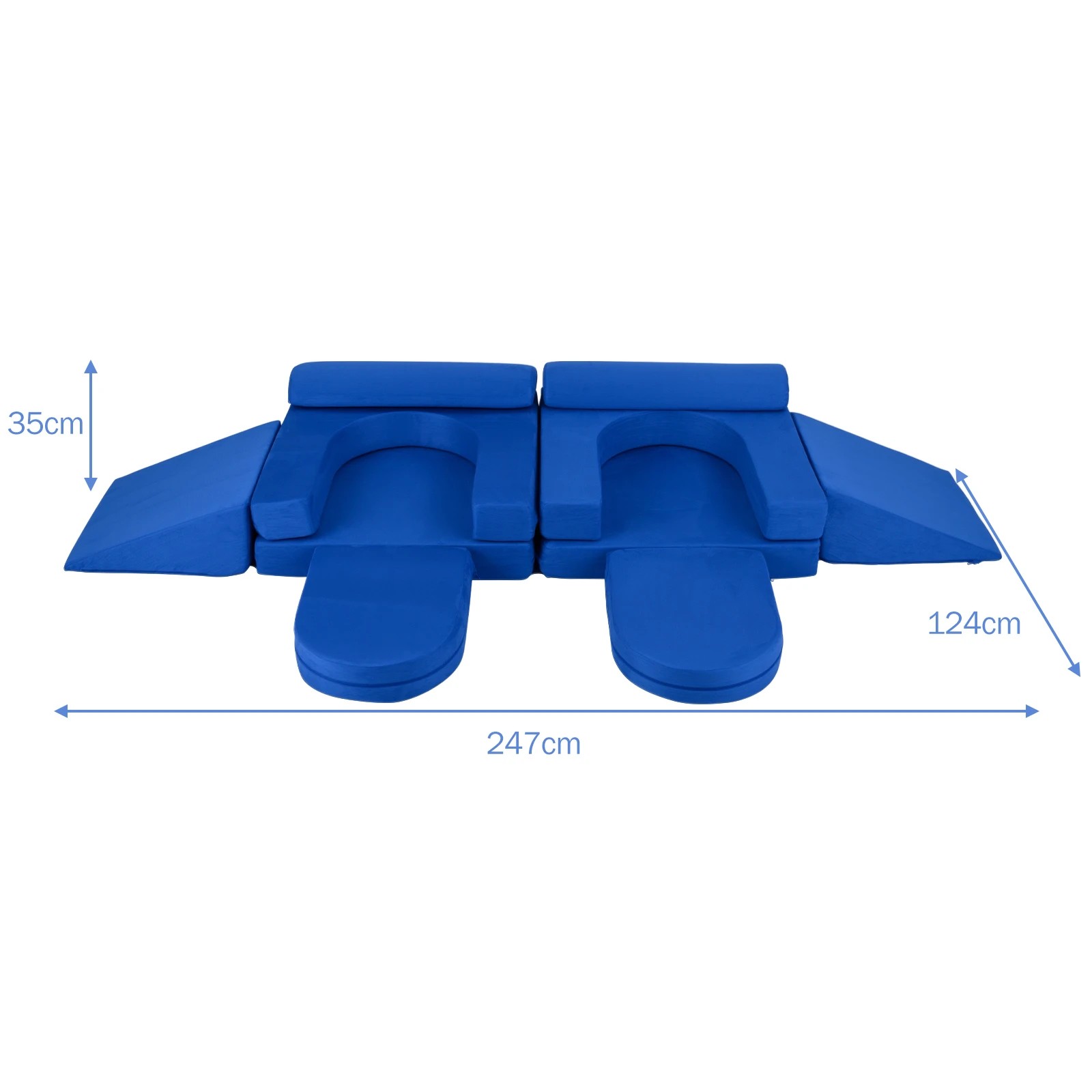 2 Costway 10 PCS Soft Foam Climb & Crawl Playset Modular Play Couch Convertible Sofa - Blue, 2 of 4