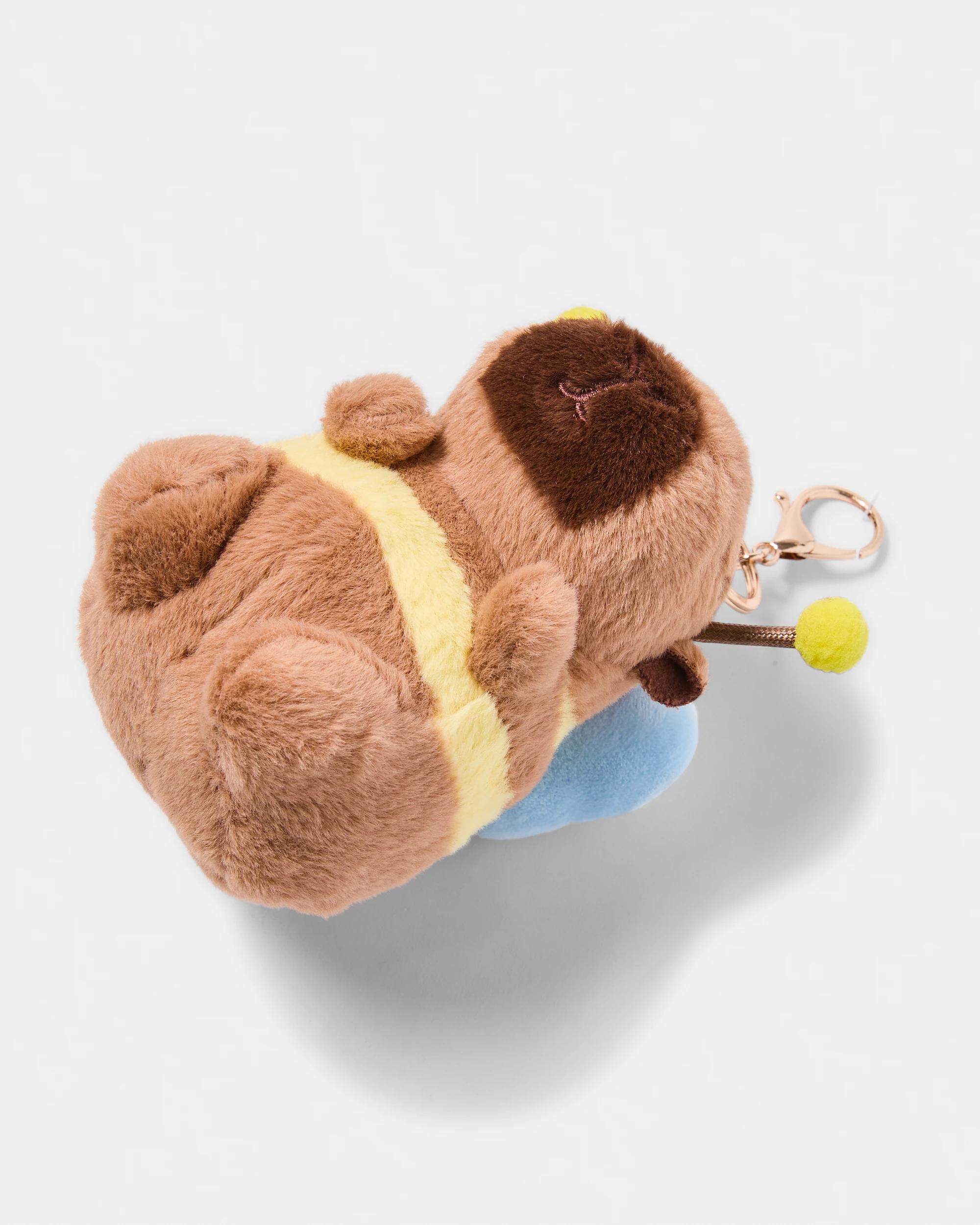 2 Bee Capybara Charm Keyring - Brown and Gold Tone Brown, 2 of 3