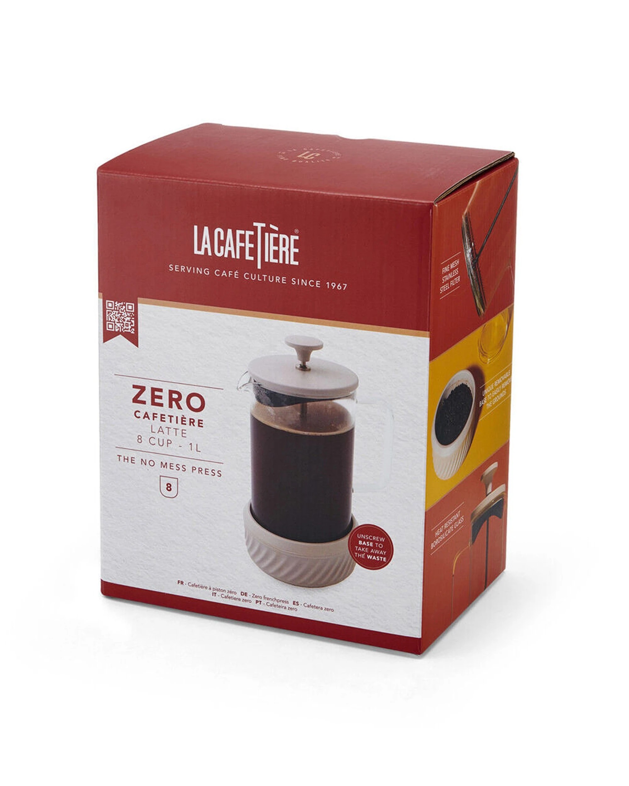 4 La Cafetiere 3pc Zero 8-Cup No Mess French Press Coffee Brewer 1L Latte - Brown, 4 of 8
