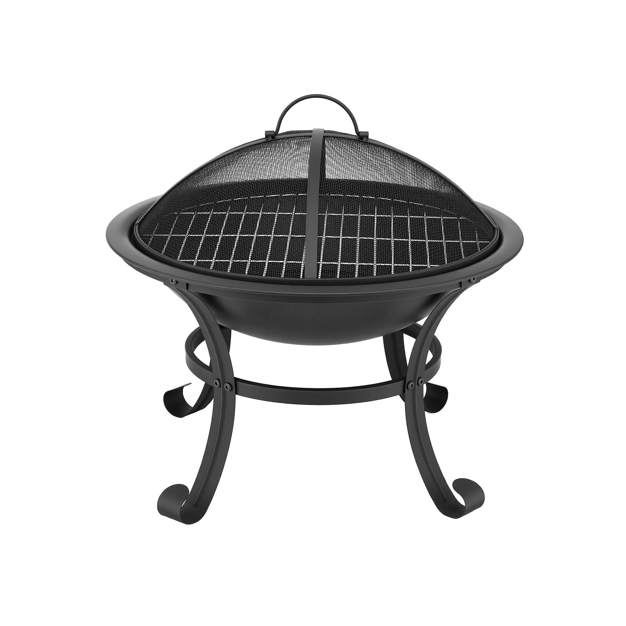 2 Grillz Fire Pit with Mesh Lid and Fire Picker BBQ Grill Wood Burning Outdoor - Black, 2 of 2