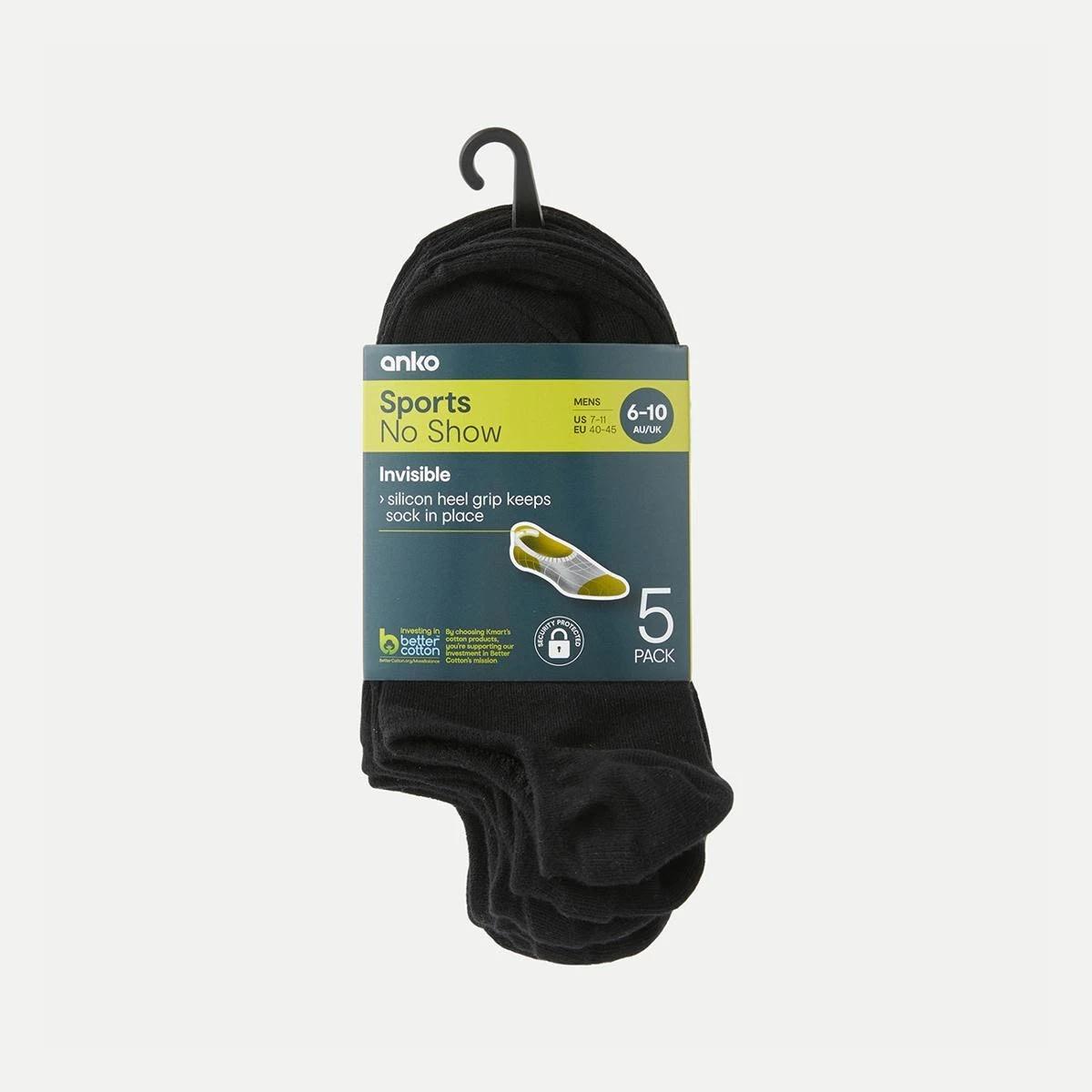 3 5 Pack No Show Sports Socks BLACK, 3 of 3