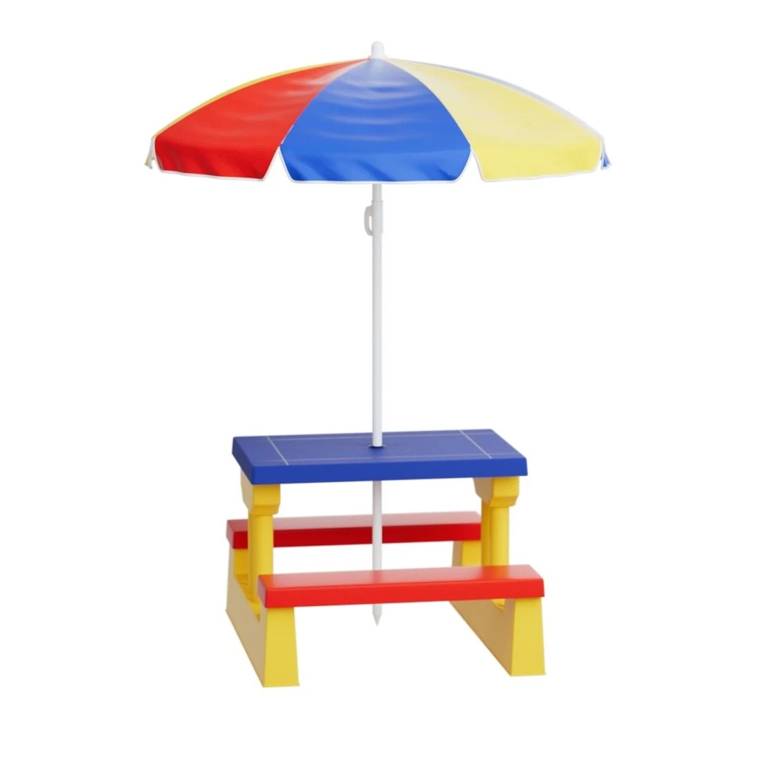 3 Keezi Kids Outdoor Table and Chairs Set Picnic Bench Umbrella Children Indoor - Multi, 3 of 6