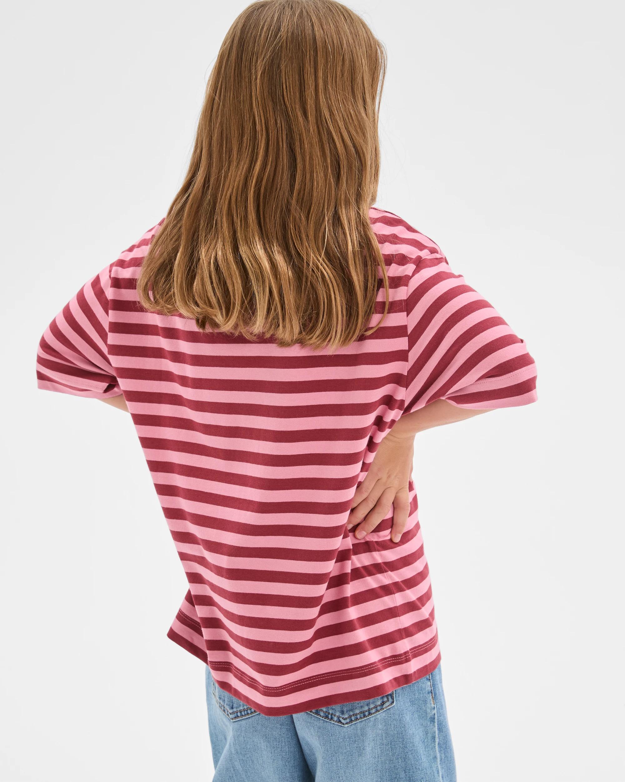 4 Target Kids Australian Cotton Oversized T-Shirt PINK BURGUNDY STRIPE, 4 of 6