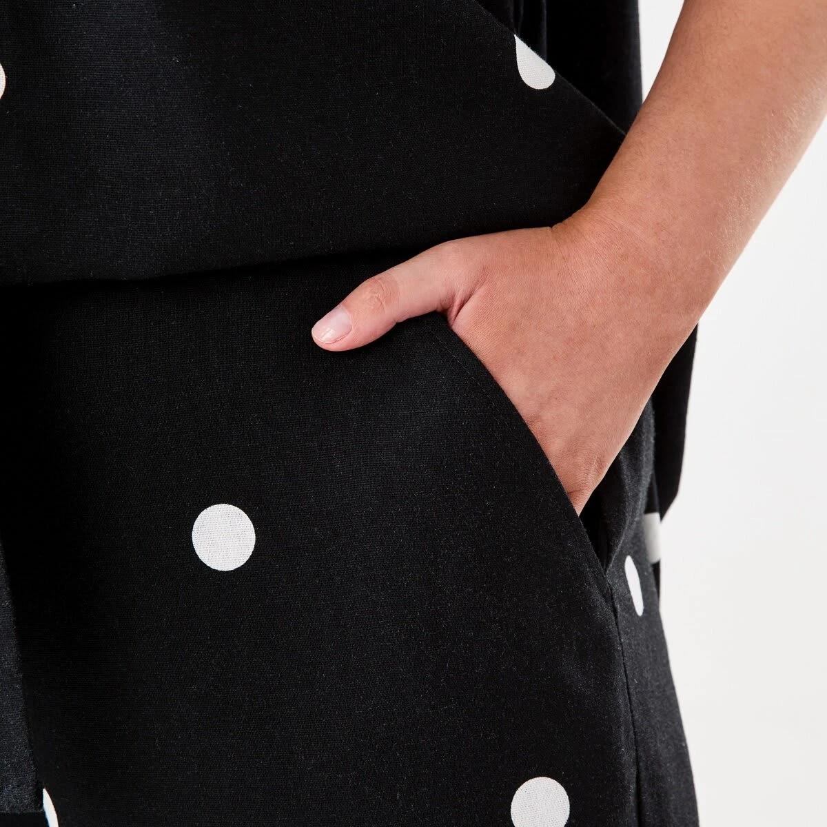 5 Textured Wide Leg Pants POLKA DOT BLACK, 5 of 6