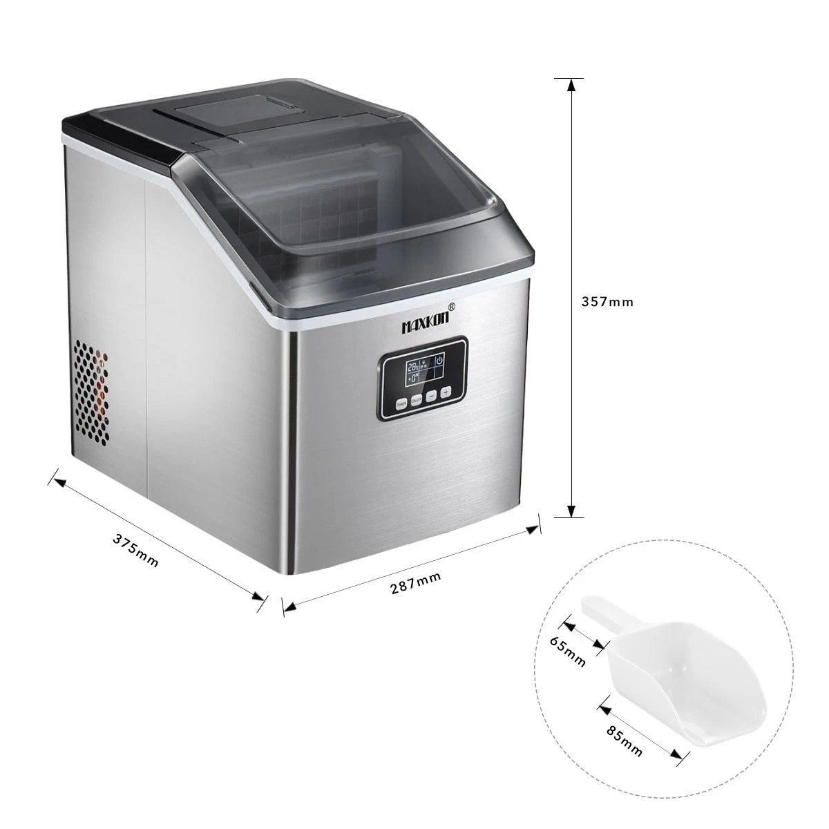 3 Maxkon 17 Kg Home Ice Maker Machine Stainless Steel Countertop, 3 of 5