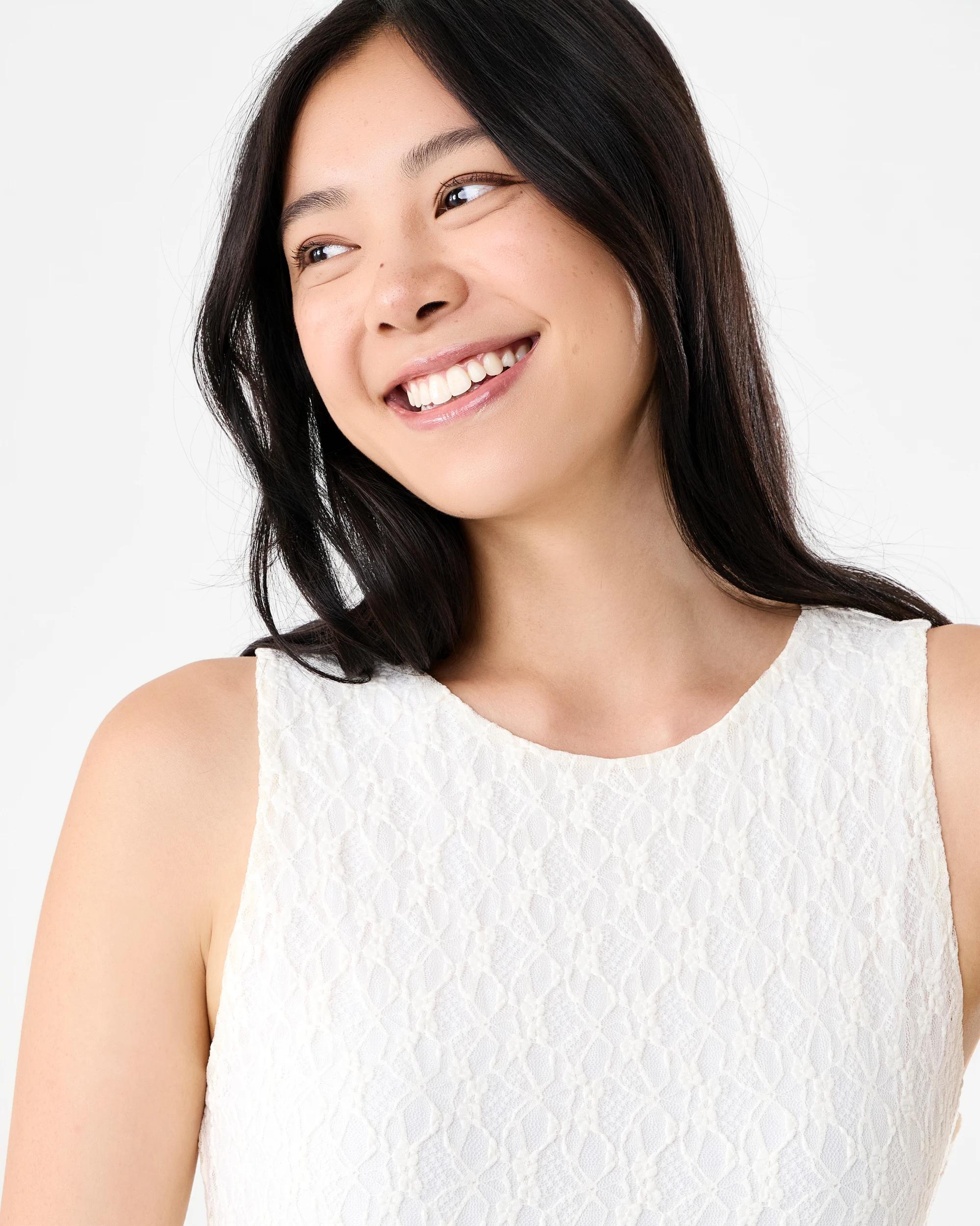 4 Sleeveless Lace Midi Dress Cld White, 4 of 7