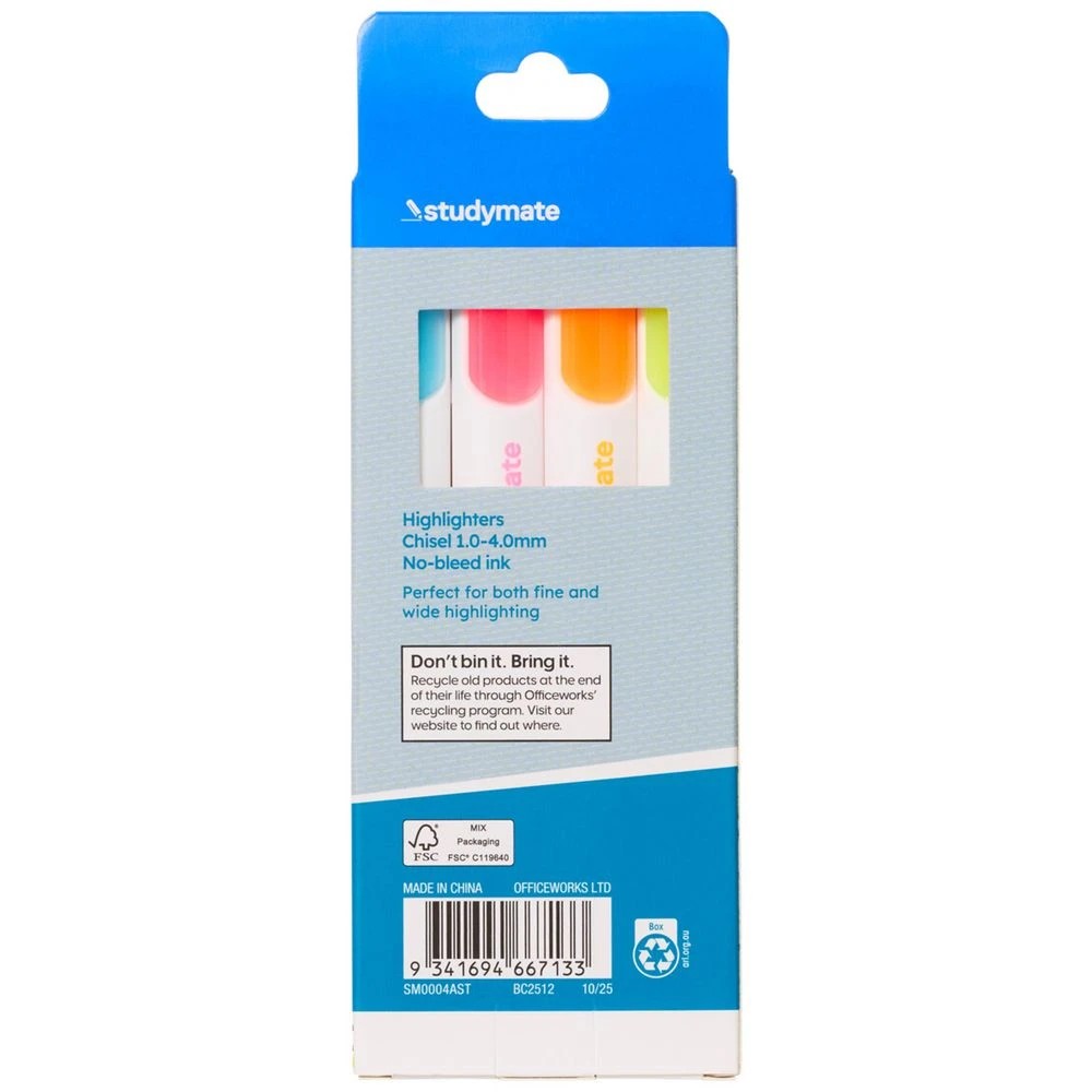 7 Studymate Grip Highlighters Assorted 4 Pack, 7 of 7