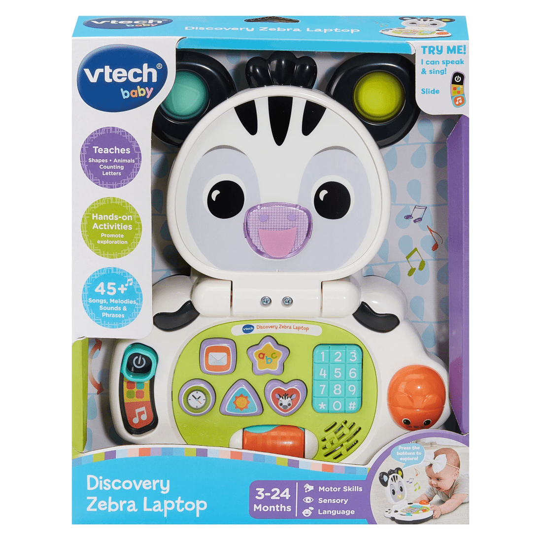 1 VTech Baby Discovery Zebra Laptop, 1 of 3