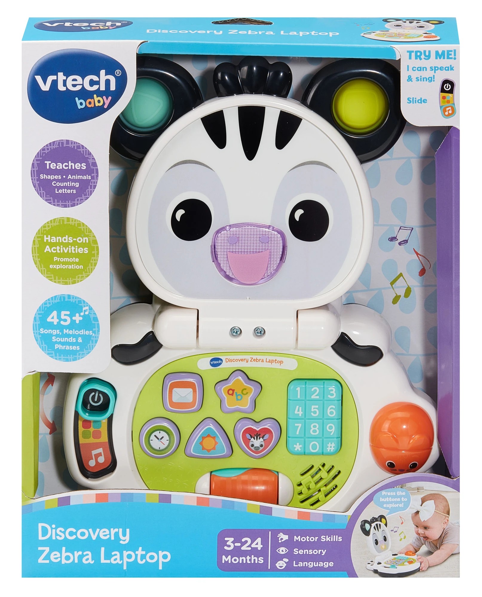 1 VTech Baby Discovery Zebra Laptop, 1 of 3